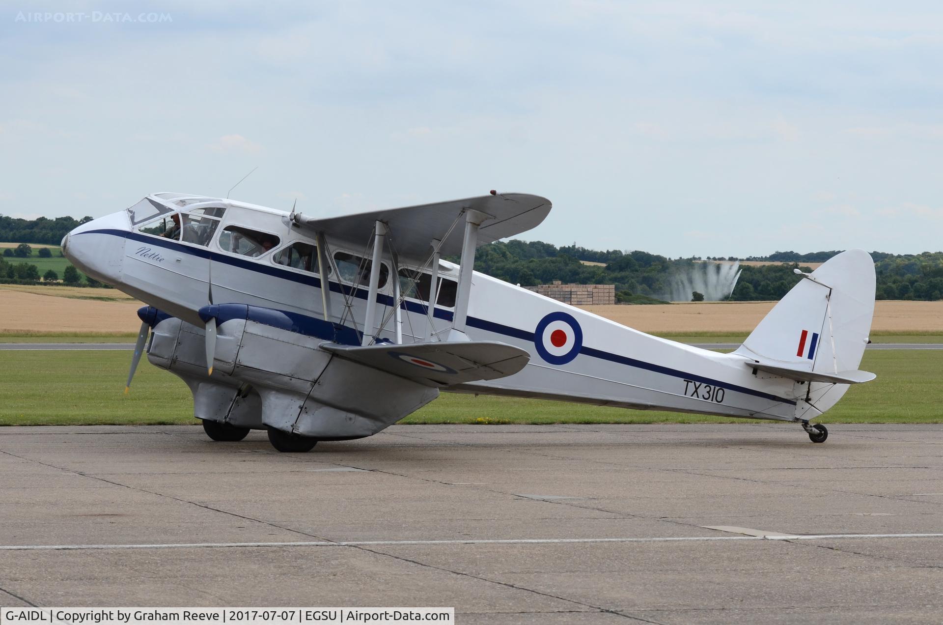 G-AIDL, 1946 De Havilland DH-89A Dominie/Dragon Rapide 6 C/N 6968, About to depart from Duxford.