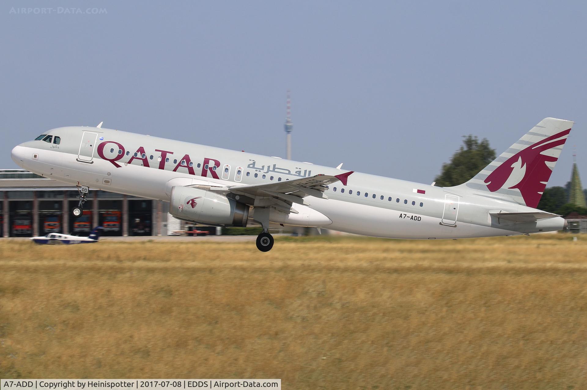 A7-ADD, 2002 Airbus A320-232 C/N 1895, A7-ADD at Stuttgart Airport.
