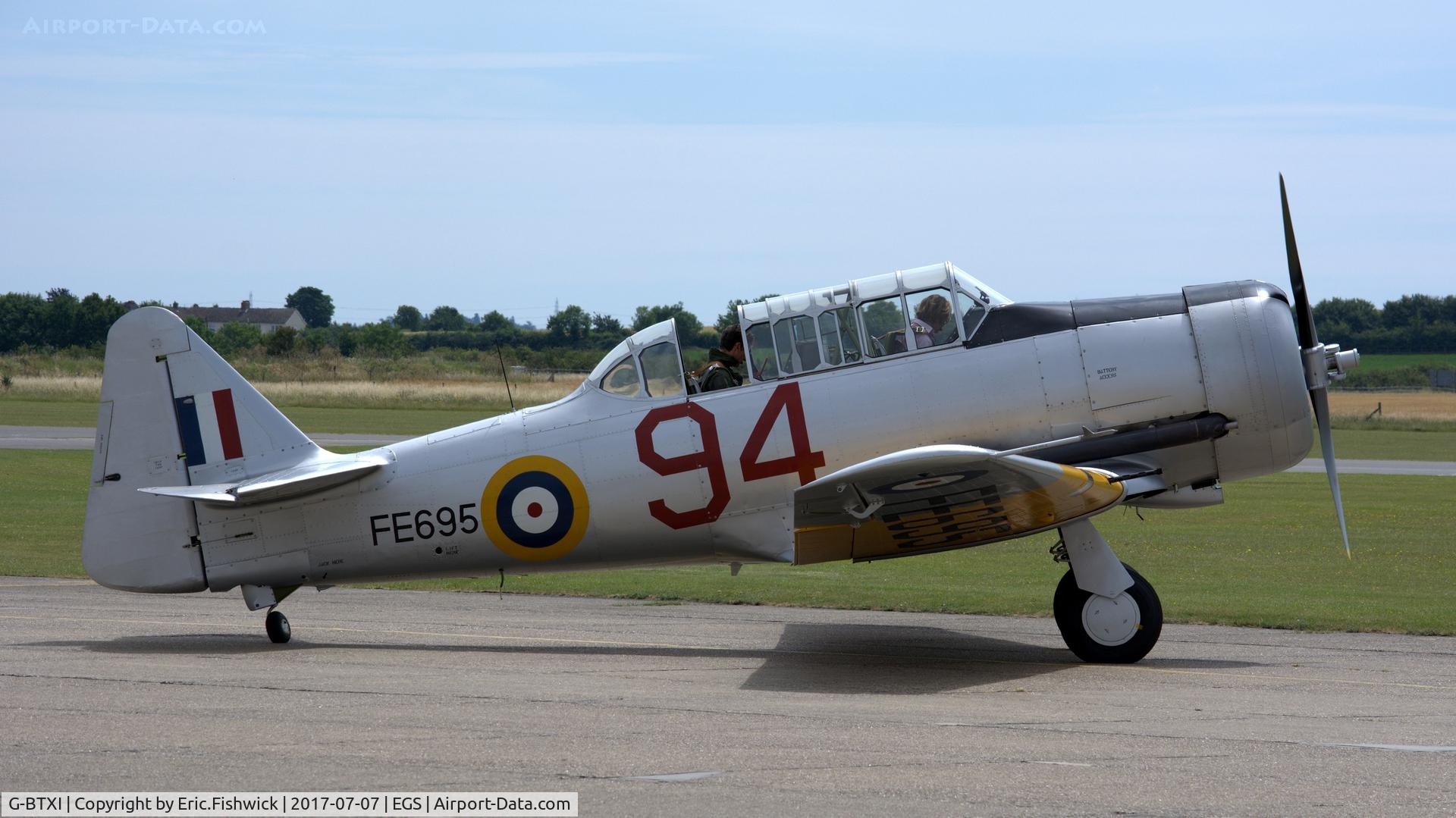 G-BTXI, 1942 Noorduyn AT-16 Harvard IIB C/N 14-429, x. FE695 on the eve of The Flying Legends Airshow, July 2017.