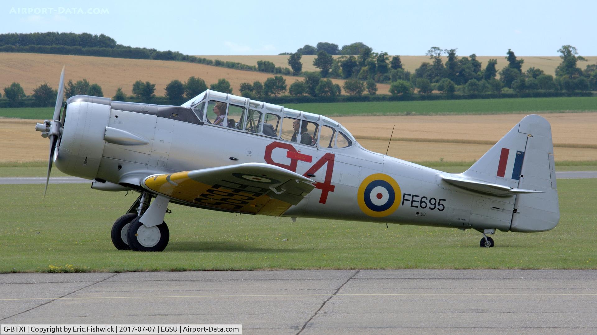 G-BTXI, 1942 Noorduyn AT-16 Harvard IIB C/N 14-429, 1. FE695 on the eve of The Flying Legends Airshow, July 2017.