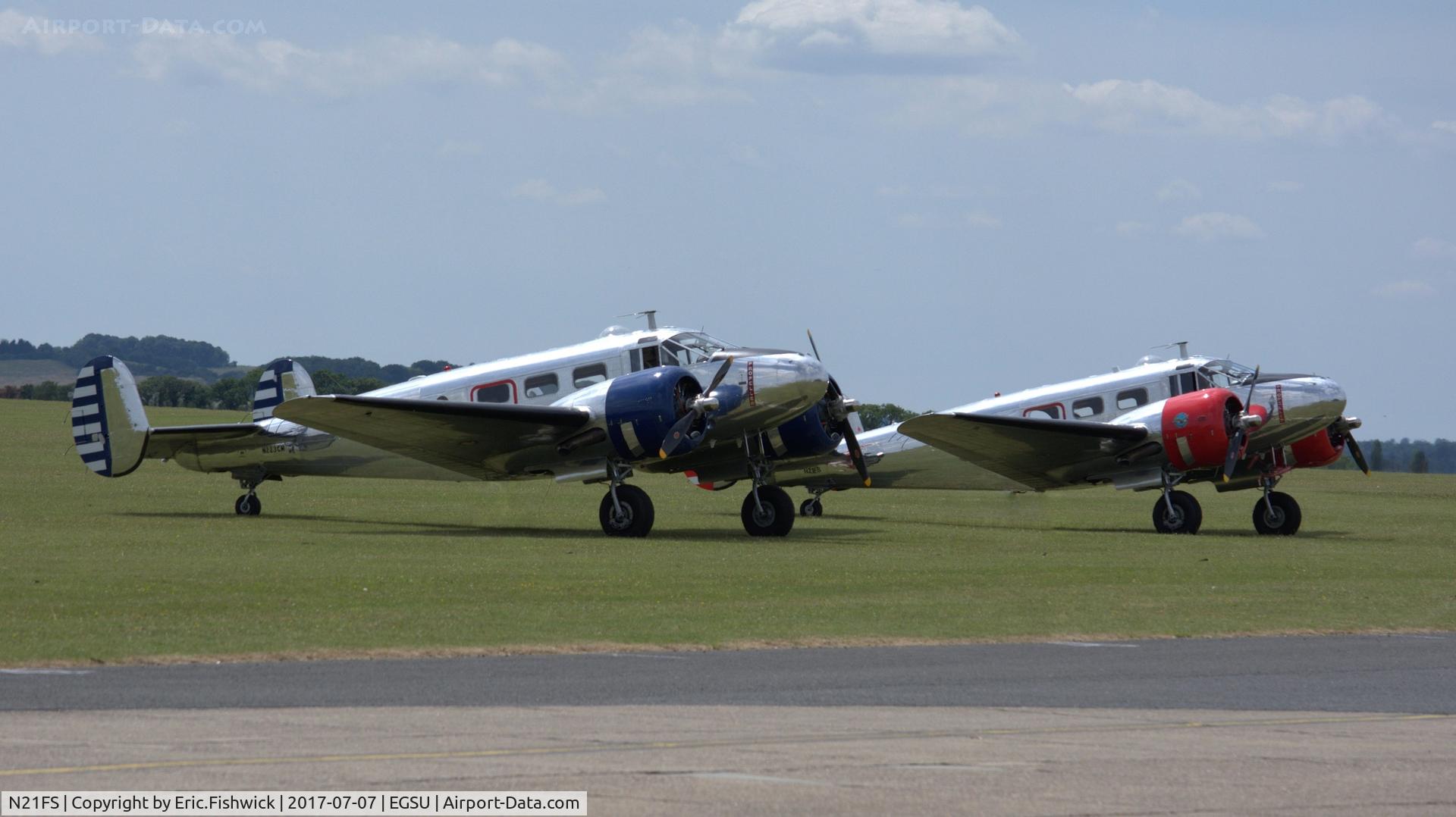 N21FS, 1952 Beech Expeditor 3NM C/N CA-138, 5. Beechcraft pair on the eve of The Flying Legends Airshow, July 2017.