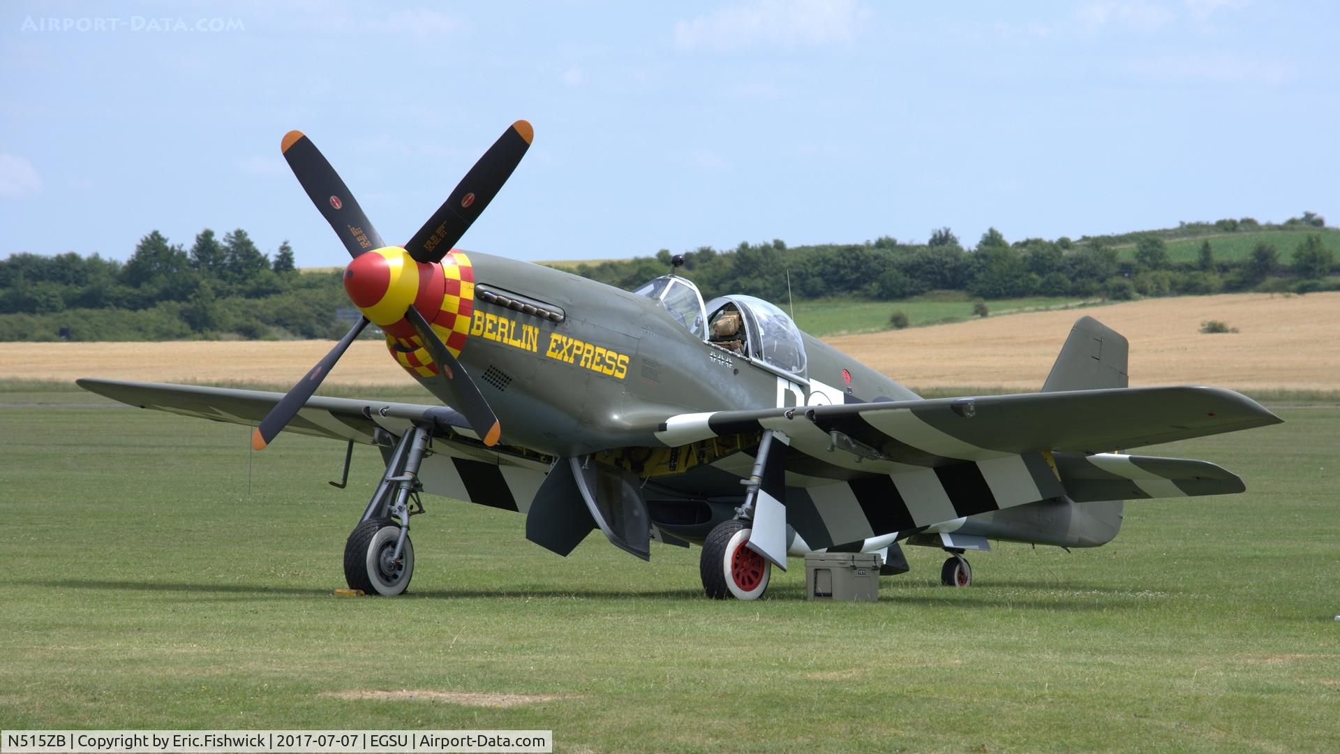 N515ZB, 1944 North American P-51B Mustang C/N 104-25866, 3. 324823 on the eve of The Flying Legends Airshow, July 2017.