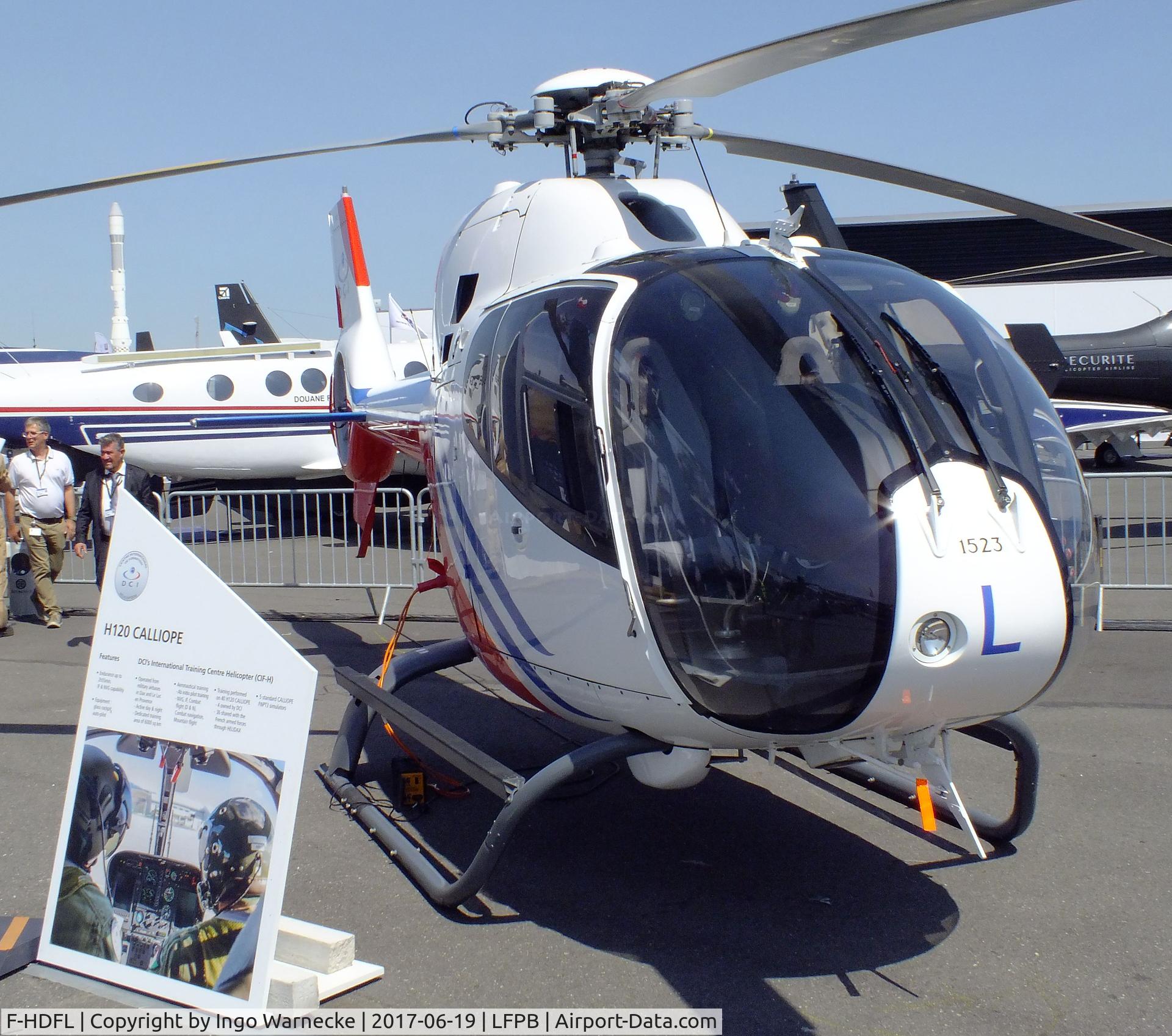 F-HDFL, Eurocopter EC-120B Colibri C/N 1523, Eurocopter EC120B Colibri Calliope of the DCI at the Aerosalon 2017, Paris