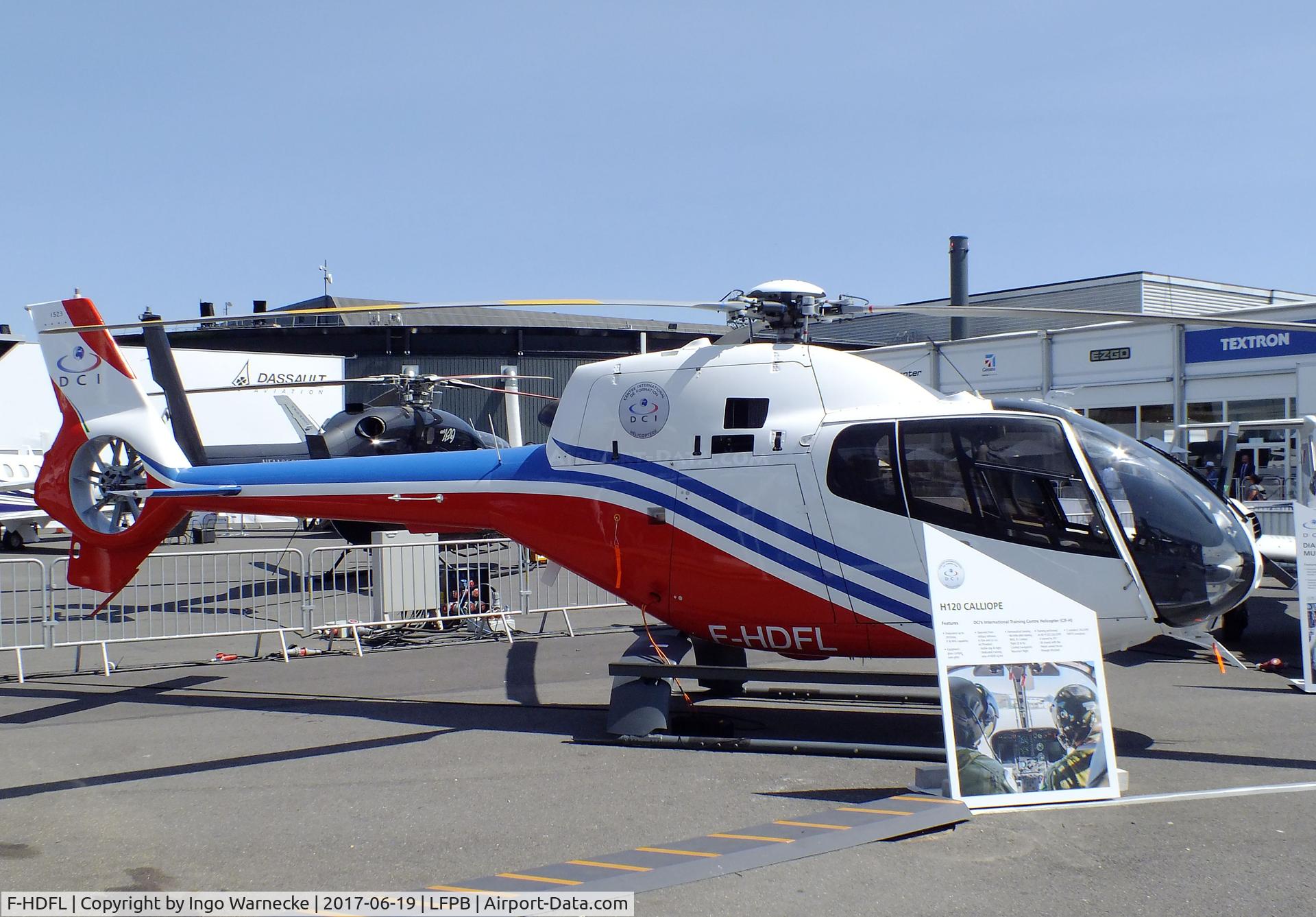 F-HDFL, Eurocopter EC-120B Colibri C/N 1523, Eurocopter EC120B Colibri Calliope of the DCI at the Aerosalon 2017, Paris