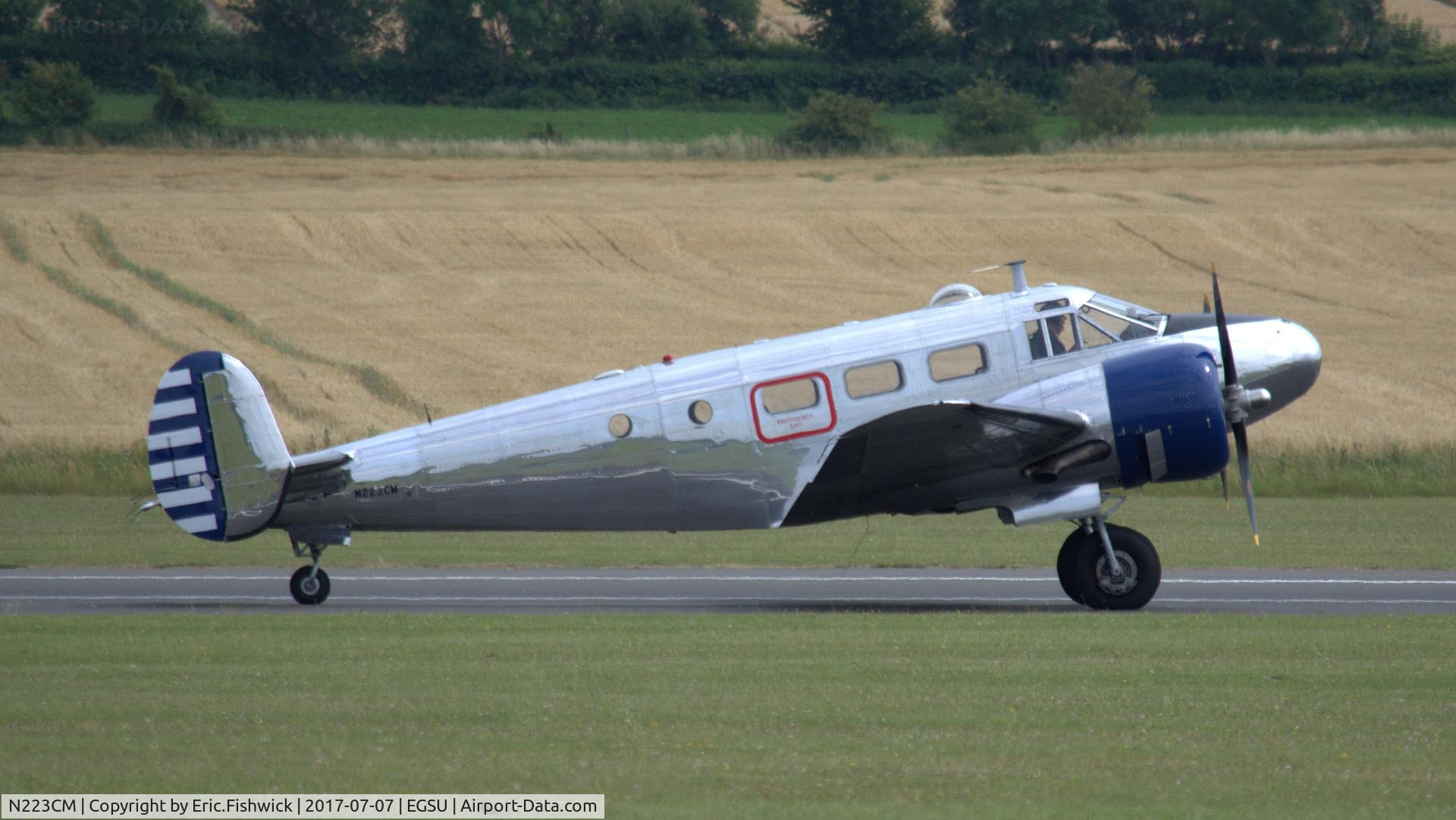 N223CM, 1952 Beech D18S C/N CA223, 2. N223CM on the eve of The Flying Legends Airshow, July 2017.