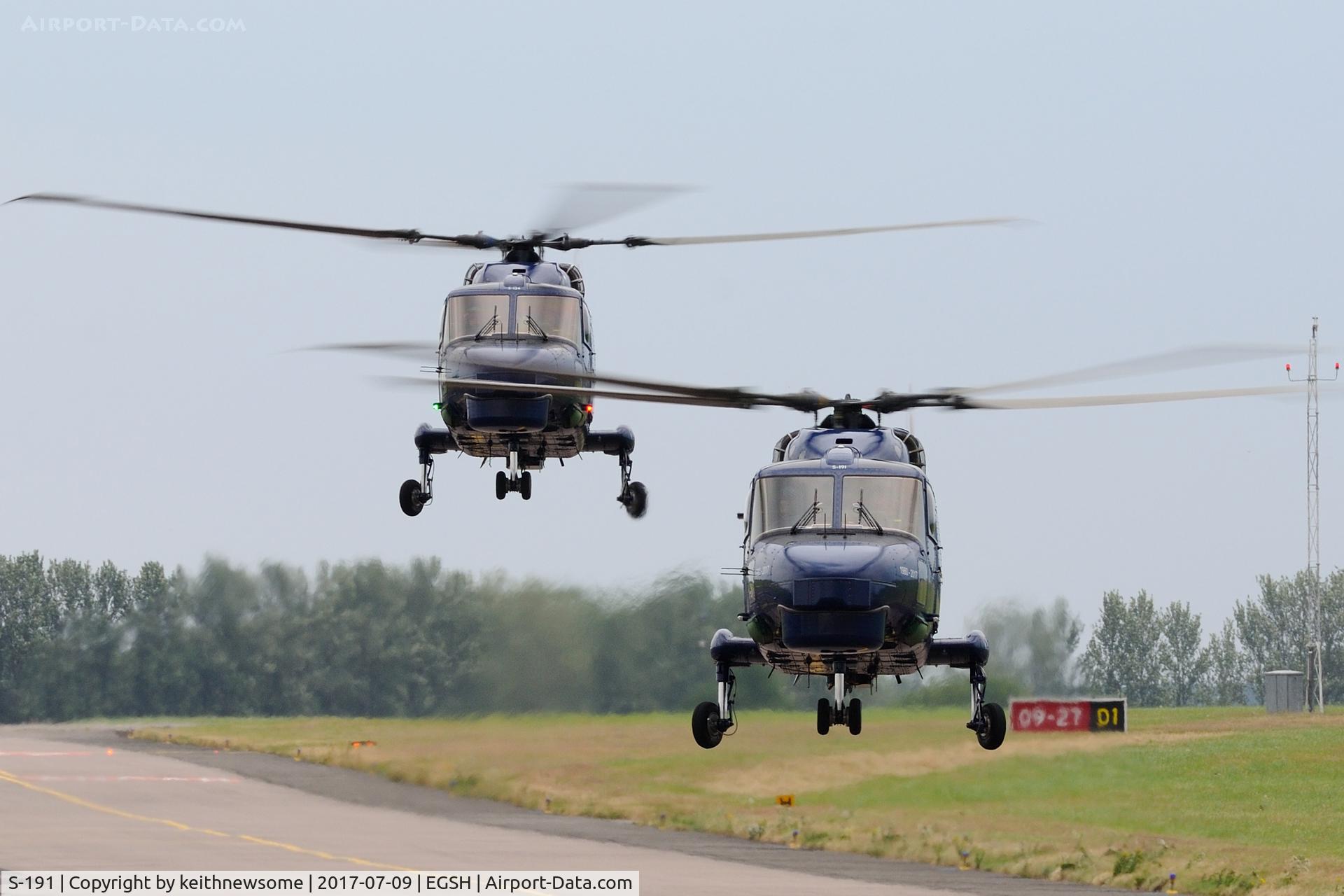 S-191, 1980 Westland Super Lynx Mk.90B C/N 409, Arriving at Norwich in formation with S-134.