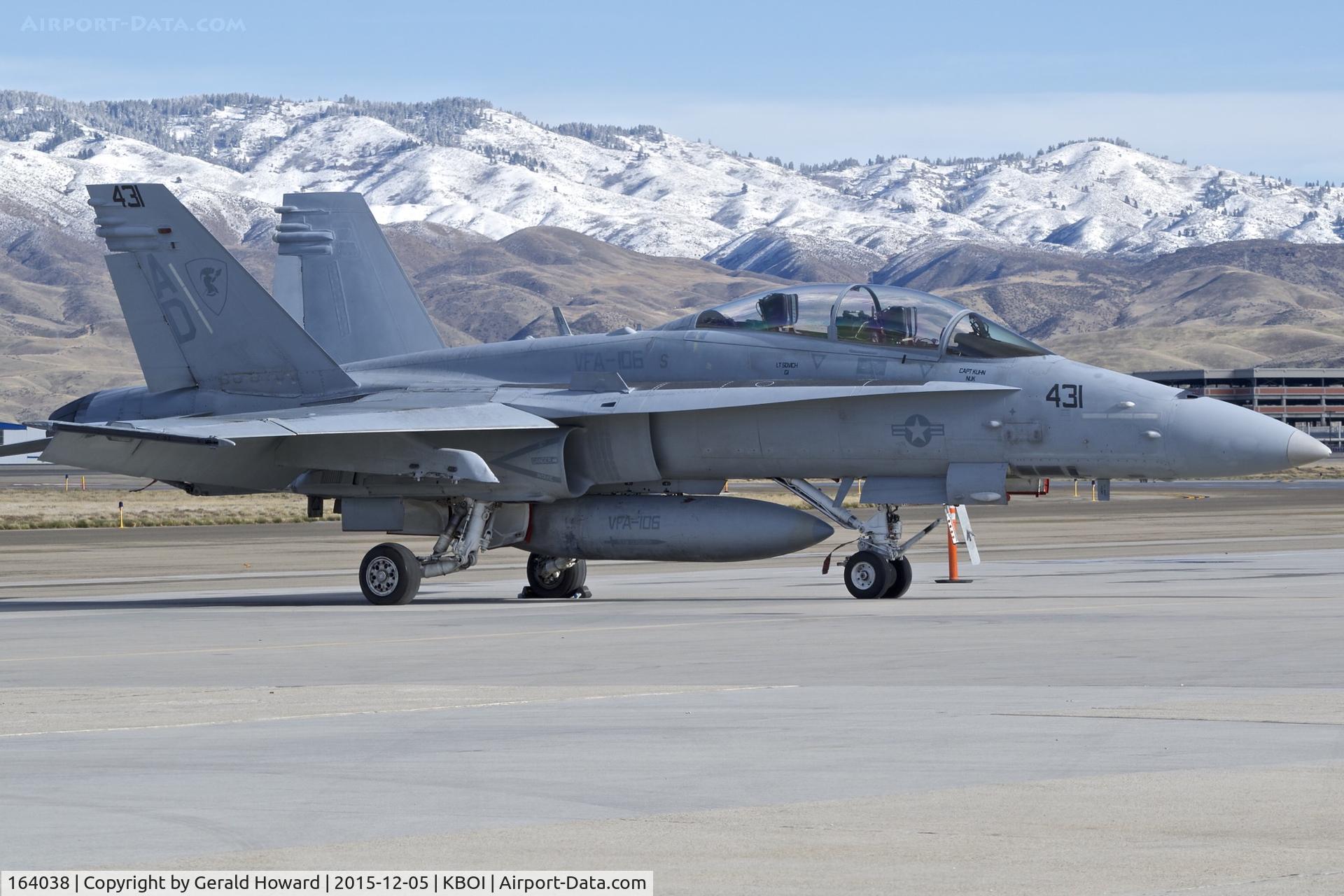 164038, McDonnell Douglas F/A 18D Hornet C/N 924/D050, parked on the south GA ramp.  VFA-106 