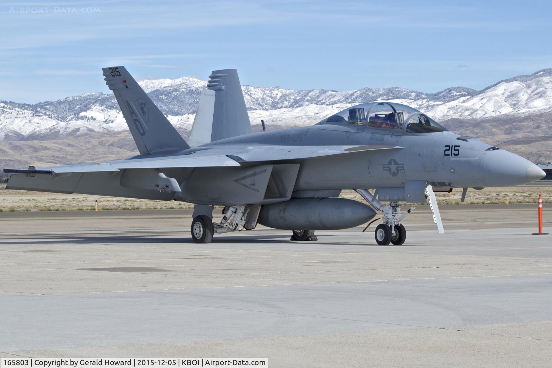 165803, Boeing F/A-18F Super Hornet C/N 1537/F029, parked on the south GA ramp.  VFA-106 