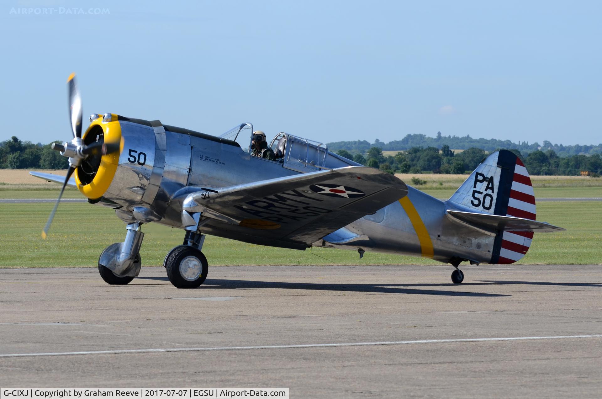 G-CIXJ, 1939 Curtiss P-36C Hawk C/N 38-210, About to depart from Duxford.