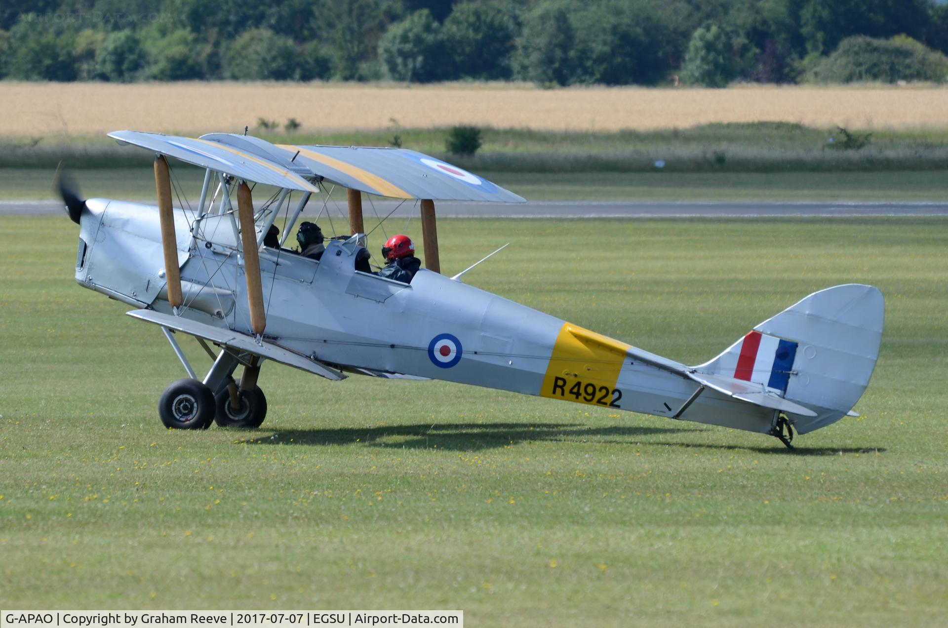 G-APAO, 1940 De Havilland DH-82A Tiger Moth II C/N 82845, About to depart from Duxford.
