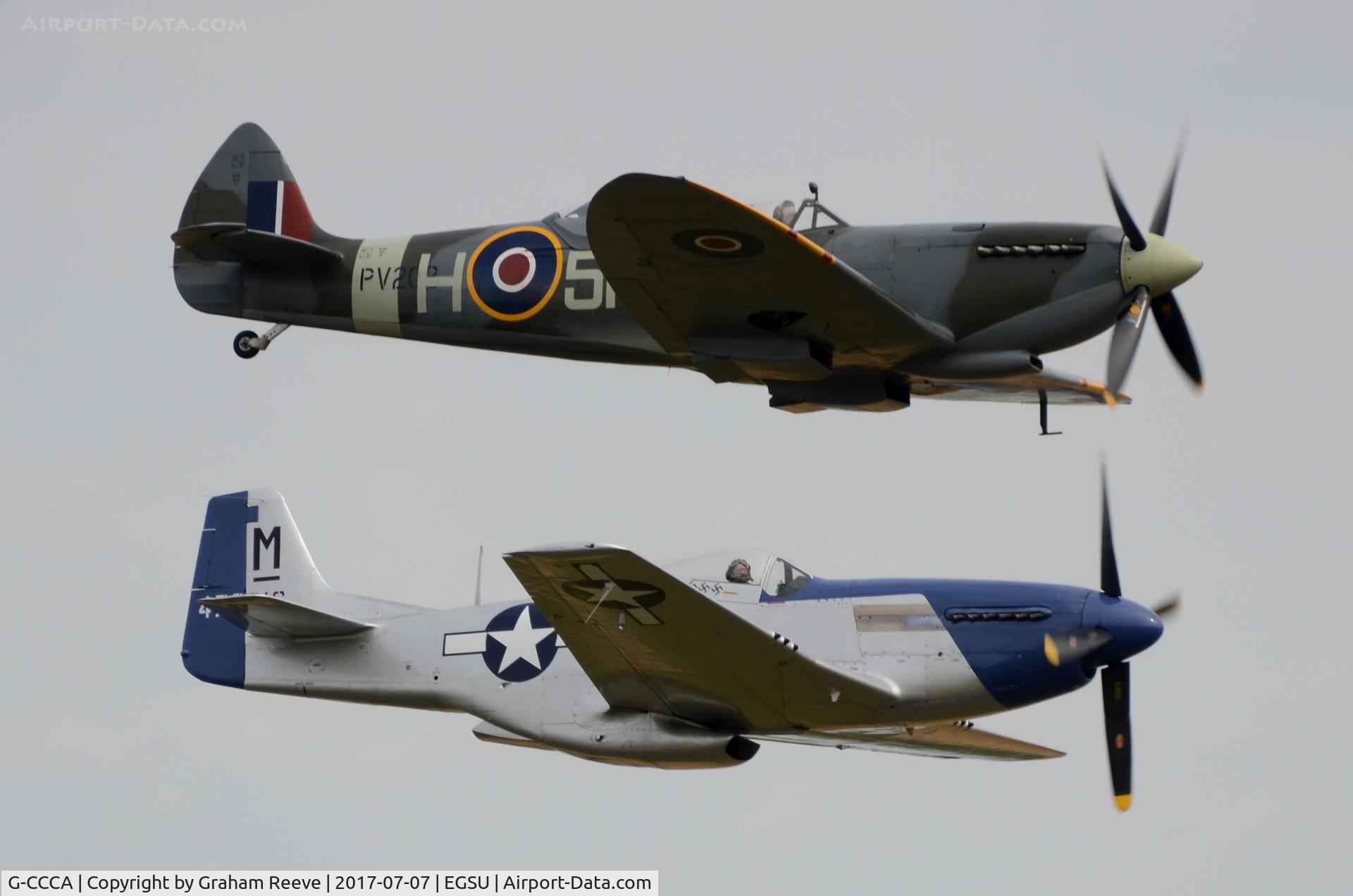 G-CCCA, 1944 Supermarine 509 Spitfire TR.IXc C/N CBAF.9590, in formation with G-BIXL.