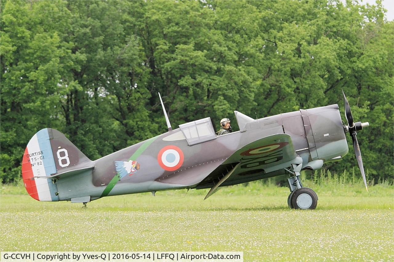 G-CCVH, 1939 Curtiss H-75A-1 C/N 12881, Curtiss H-75A-1, Taxiing to parking area, La Ferté-Alais airfield (LFFQ) Airshow 2016