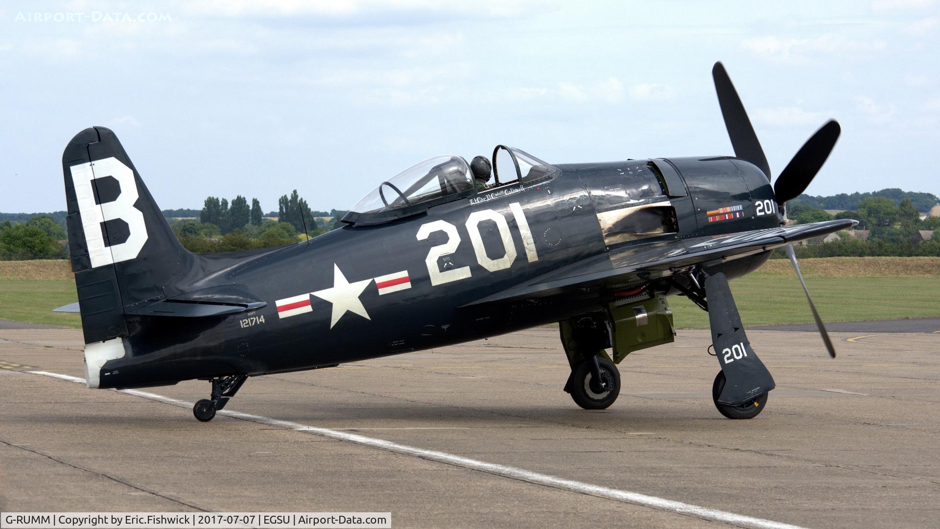 G-RUMM, 1948 Grumman F8F-2 (G58) Bearcat C/N D.1088, 2. 121714 on the eve of The Flying Legends Airshow, July 2017.