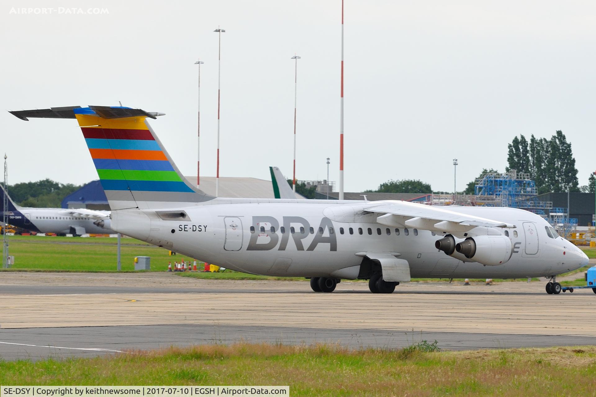 SE-DSY, 1995 British Aerospace Avro 146-RJ100 C/N E3263, Returning from engine runs.