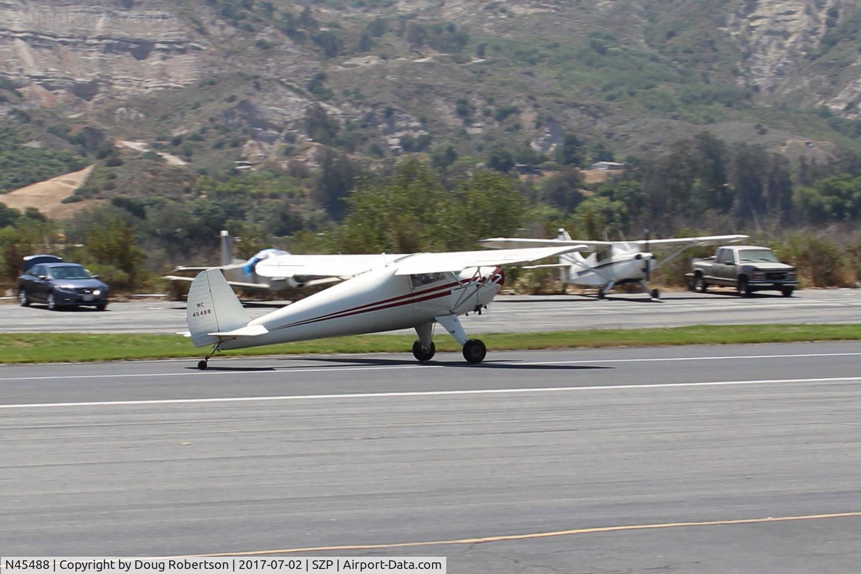 N45488, 1946 Luscombe 8A C/N 2015, 1946 Luscombe 8A, Continental A&C-65 65 Hp, landing roll Rwy 22
