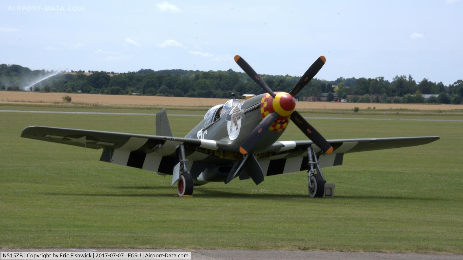 N515ZB, 1944 North American P-51B Mustang C/N 104-25866, 3. 'Berlin Express' on the eve of The Flying Legends Airshow, July 2017.