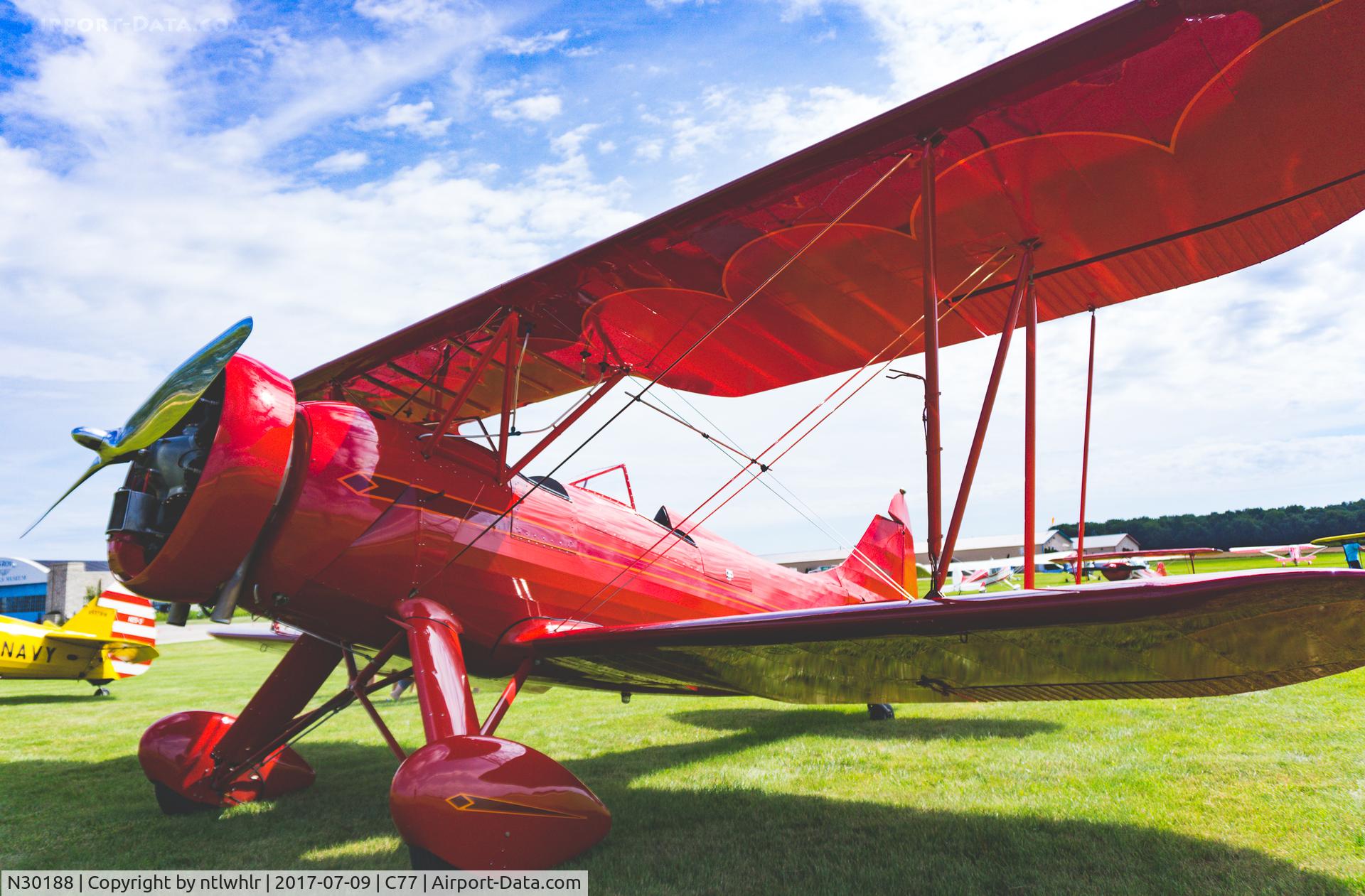 N30188, 1941 Waco UPF-7 C/N 5619, Parked #2 at Poplar Grove Pancake Breakfast Fly In.