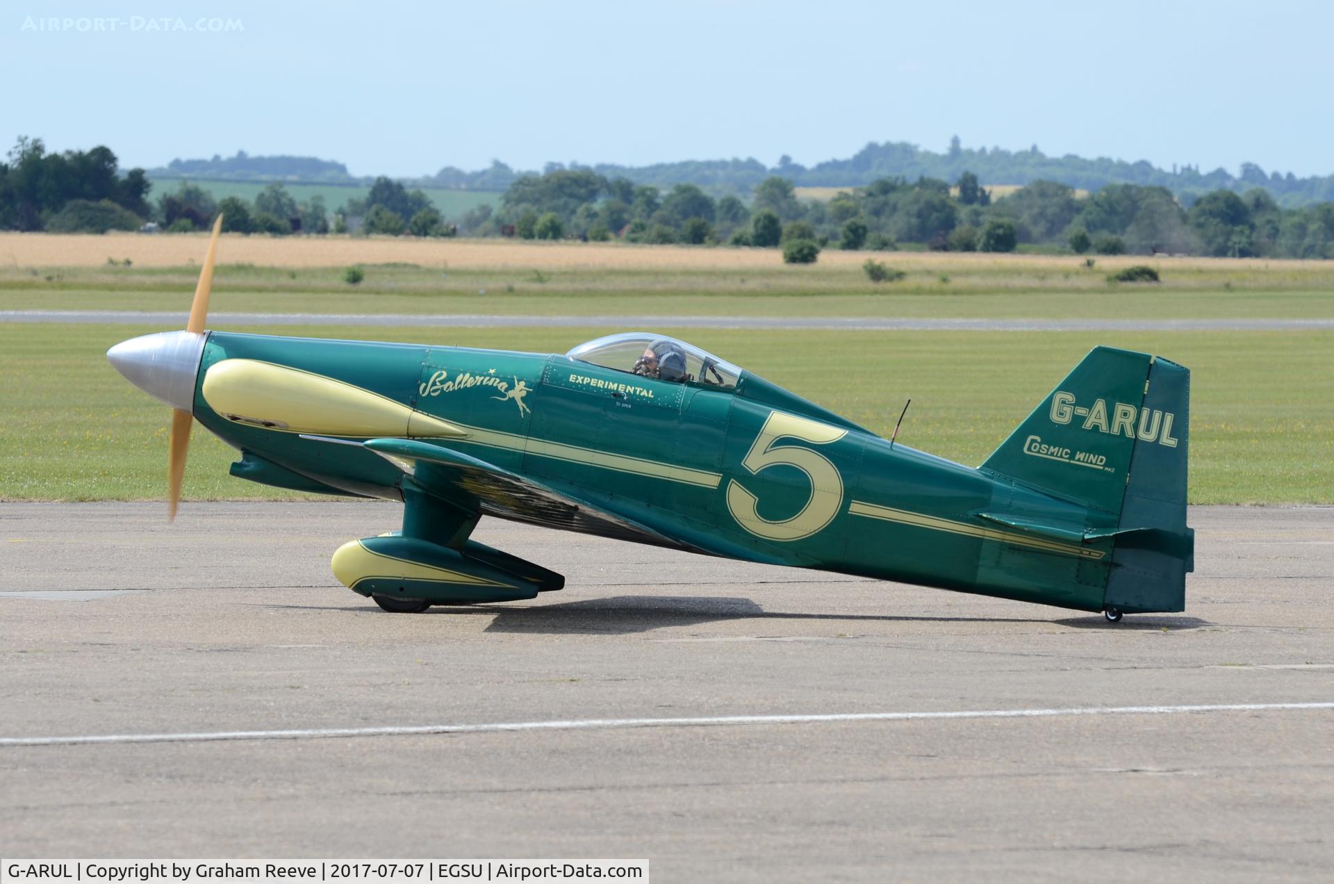 G-ARUL, 1973 LeVier Cosmic Wind C/N PFA 1511, About to depart from Duxford.