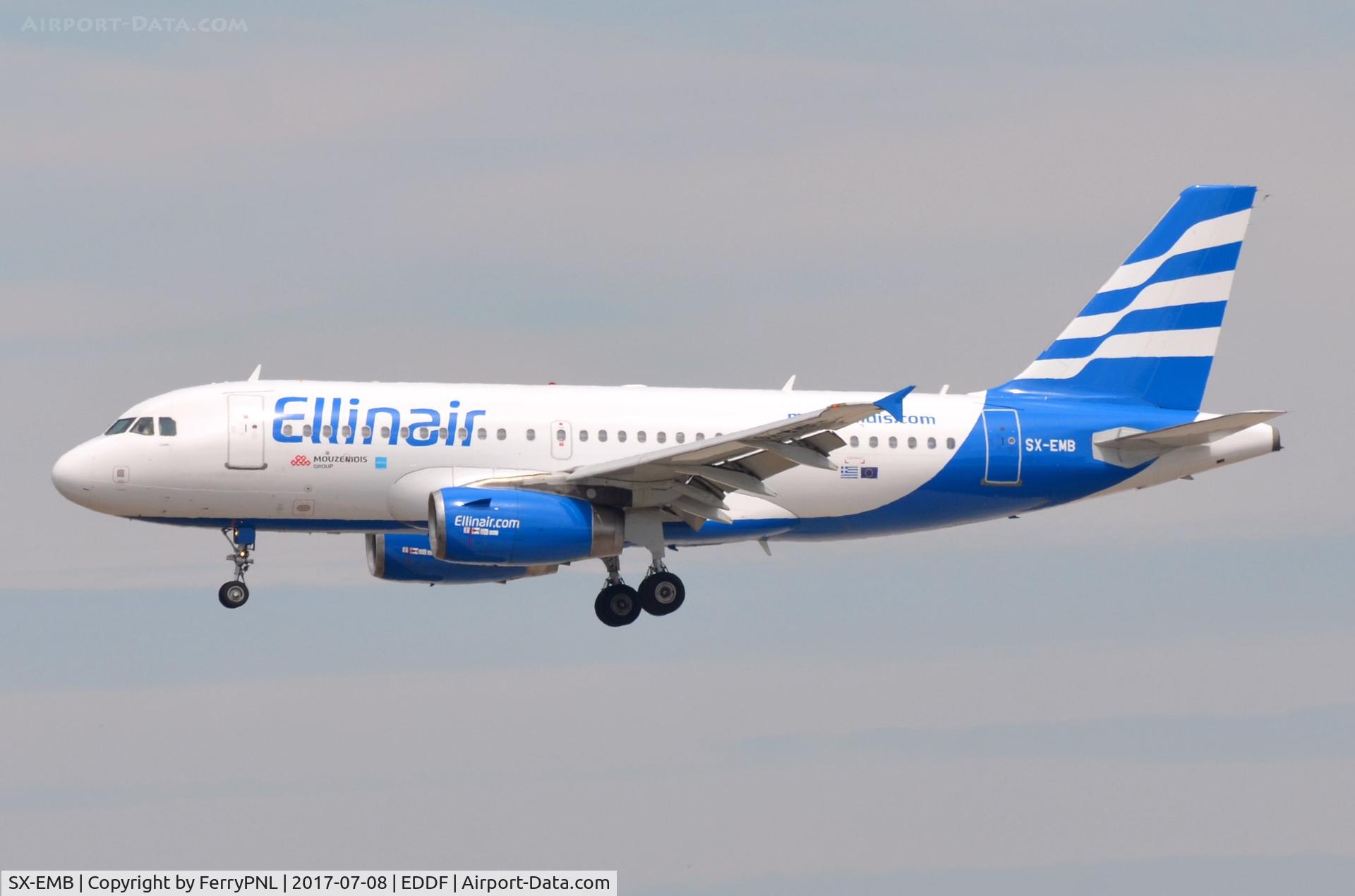 SX-EMB, 2008 Airbus A319-133 C/N 3705, Ellinair arriving in FRA