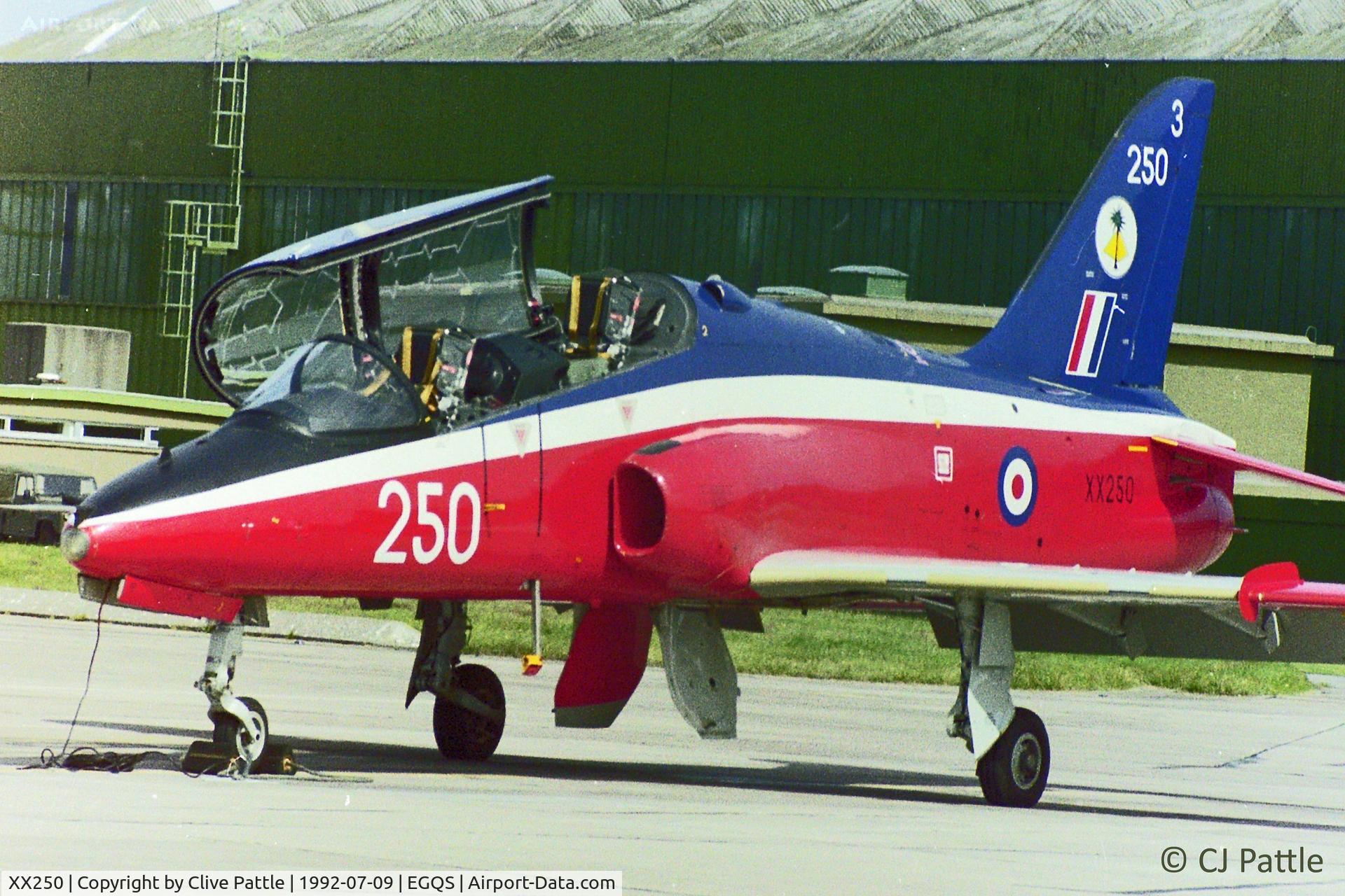 XX250, 1978 Hawker Siddeley Hawk T.1 C/N 086/312086, Parked up at RAF Lossiemouth
