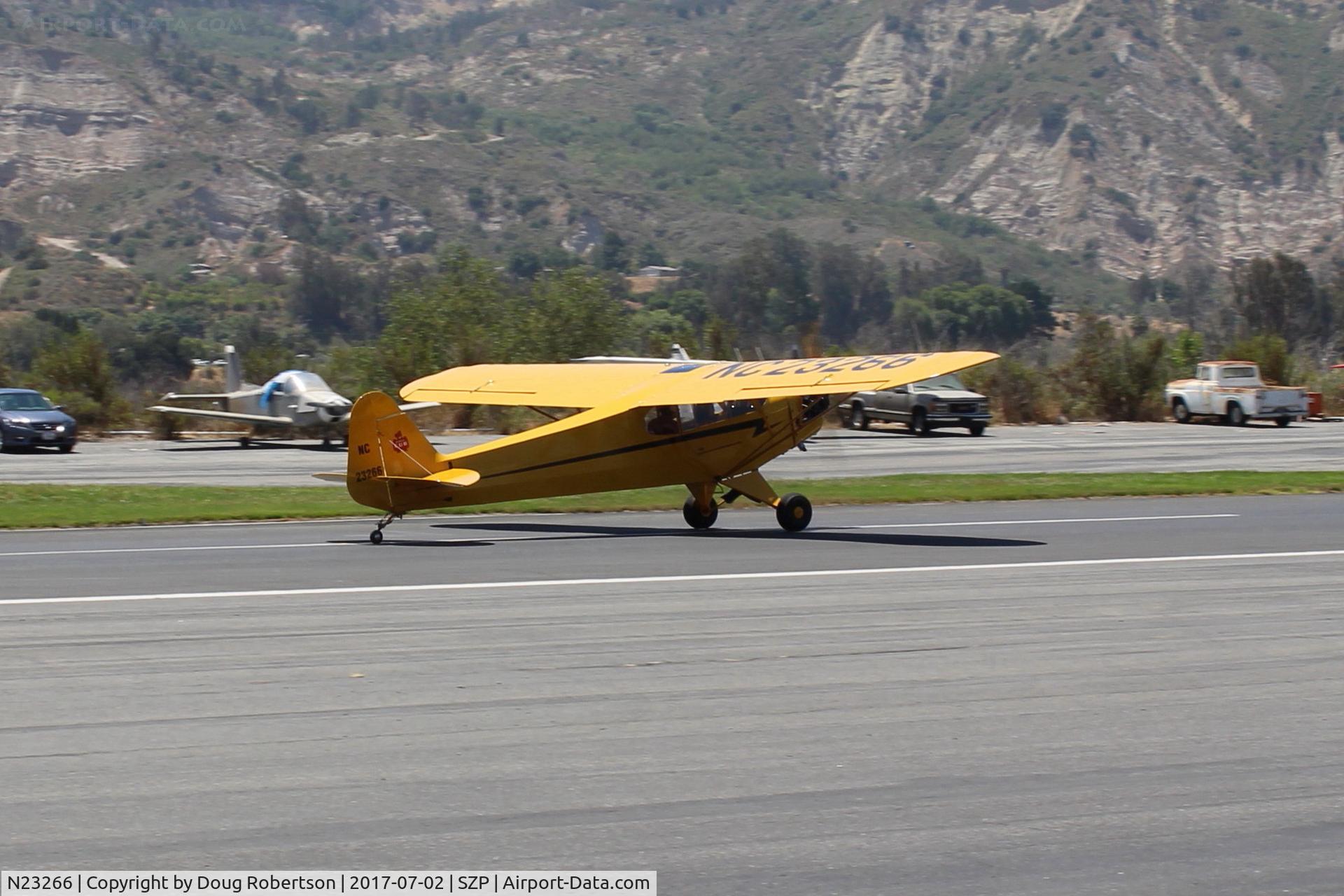 N23266, 1939 Piper J3C-65 Cub Cub C/N 3113, 1939 Piper J3C-65 CUB, Continental A&C-65 65 Hp, landing roll Rwy 22