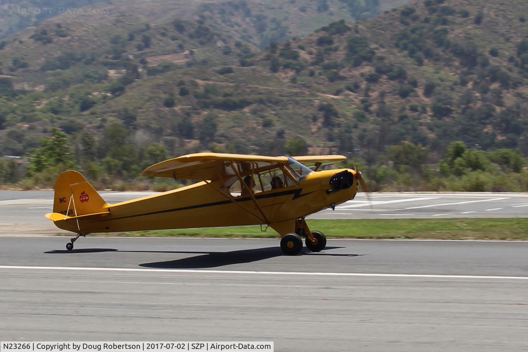 N23266, 1939 Piper J3C-65 Cub Cub C/N 3113, 1939 Piper J3C-65 CUB, Continental A&C-65 65 Hp, landing roll Rwy 22