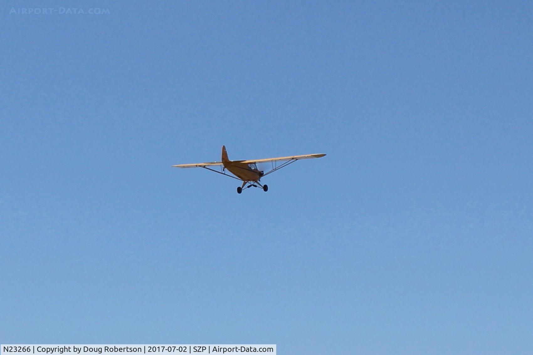 N23266, 1939 Piper J3C-65 Cub Cub C/N 3113, 1939 Piper J3C-65 CUB, Continental A&C-65 65 Hp, takeoff climb Rwy 22