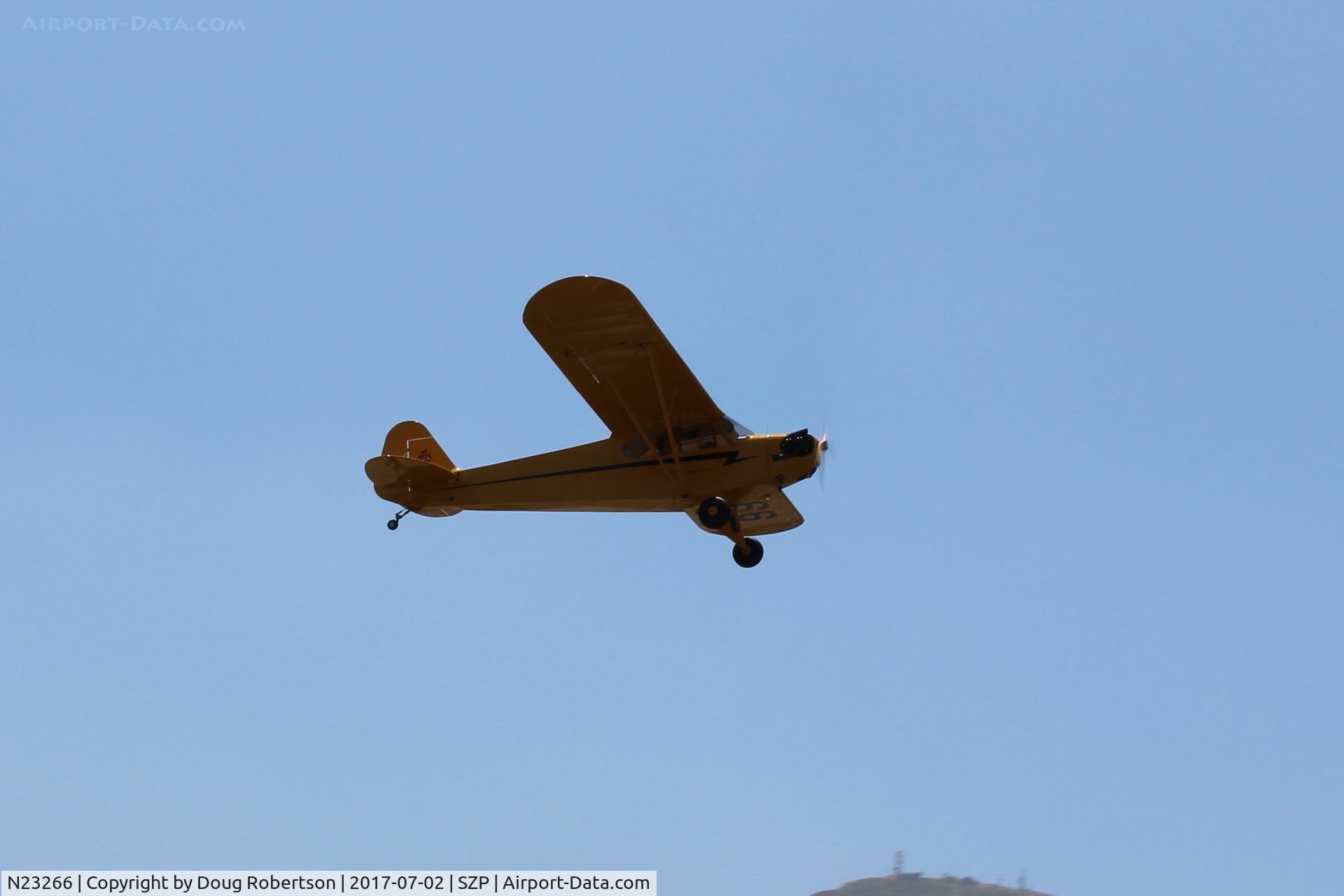 N23266, 1939 Piper J3C-65 Cub Cub C/N 3113, 1939 Piper J3C-65 CUB, Continental A&C-65 65 Hp, takeoff climb Rwy 22