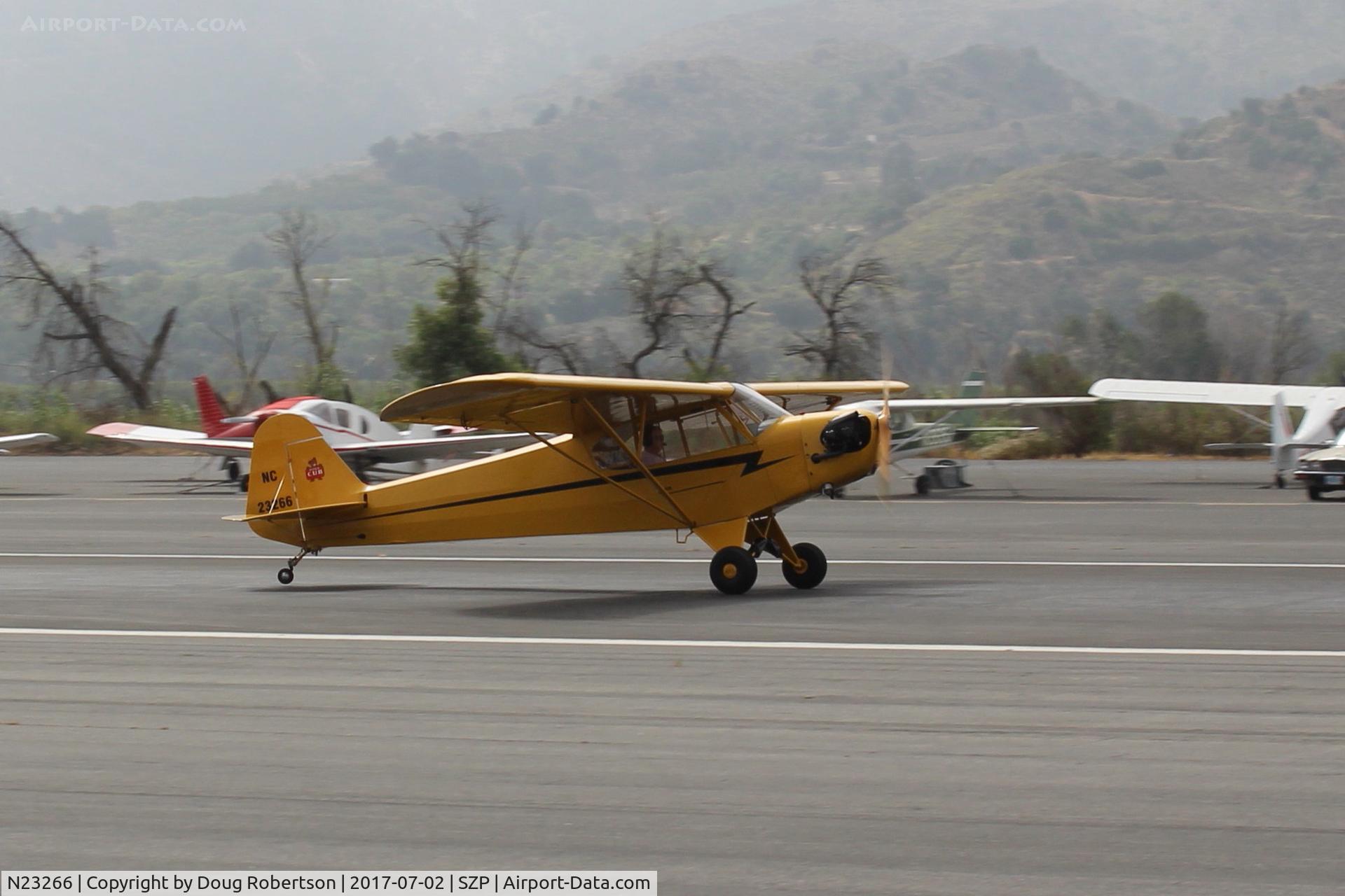 N23266, 1939 Piper J3C-65 Cub Cub C/N 3113, 1939 Piper J3C-65 CUB, Continental A&C-65 65 Hp, landing roll Rwy 22