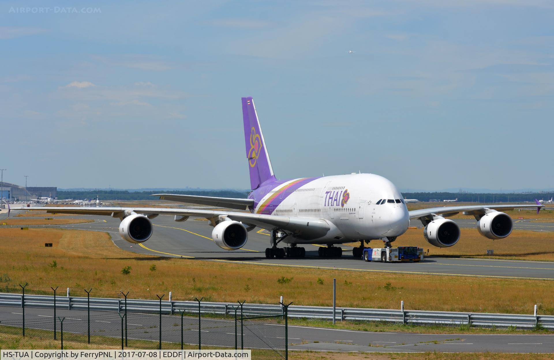 HS-TUA, 2012 Airbus A380-841 C/N 087, Thai A388 towed to terminal.