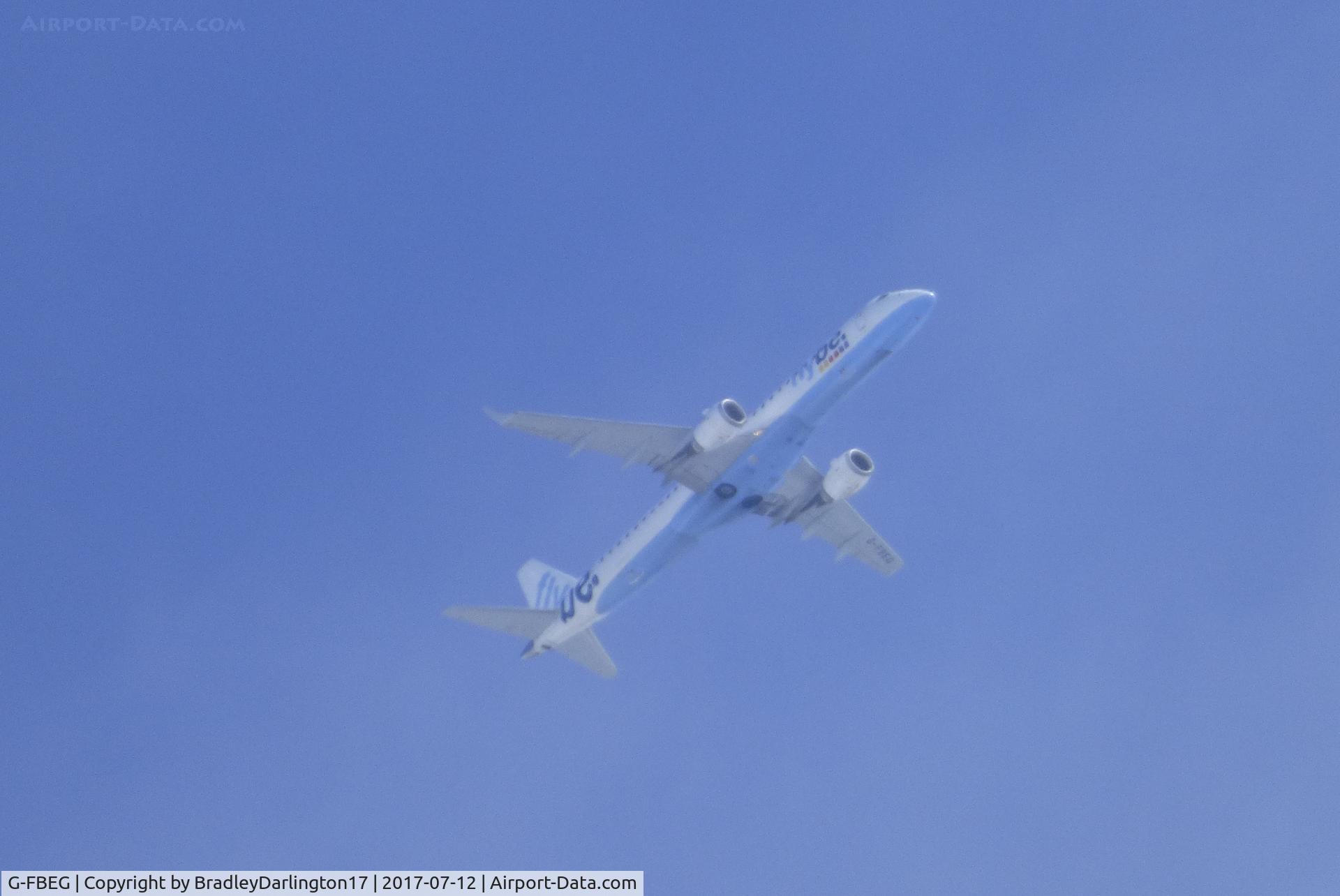 G-FBEG, 2007 Embraer 195LR (ERJ-190-200LR) C/N 19000120, Low flying over plymouth