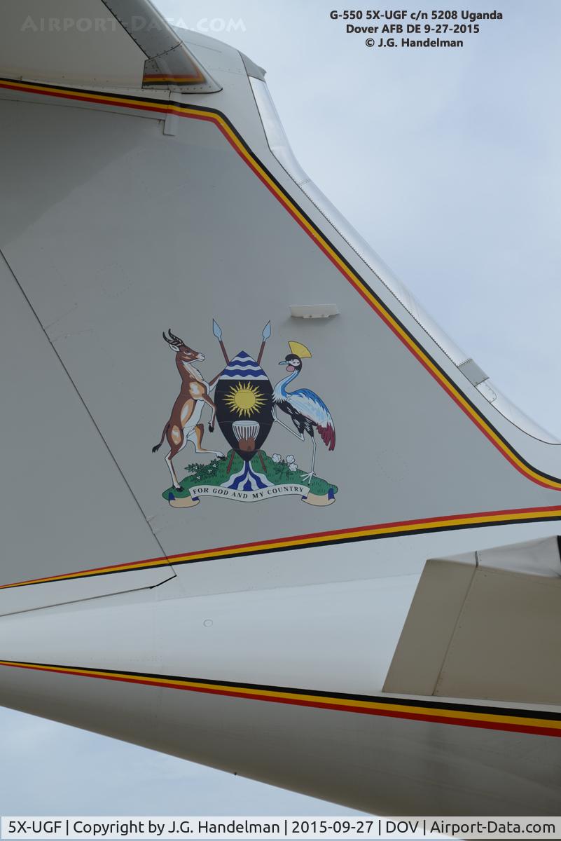 5X-UGF, 2008 Gulfstream Aerospace GV-SP (G550) C/N 5208, Tail Markings.