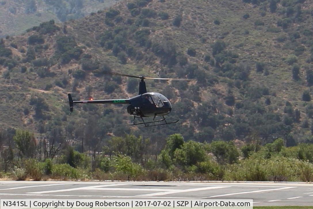N341SL, 1993 Robinson R22 Beta C/N 2299, 1993 Robinson R22 BETA, Lycoming O-320 160 Hp derated, approach to land-directly over SZP's Helipad