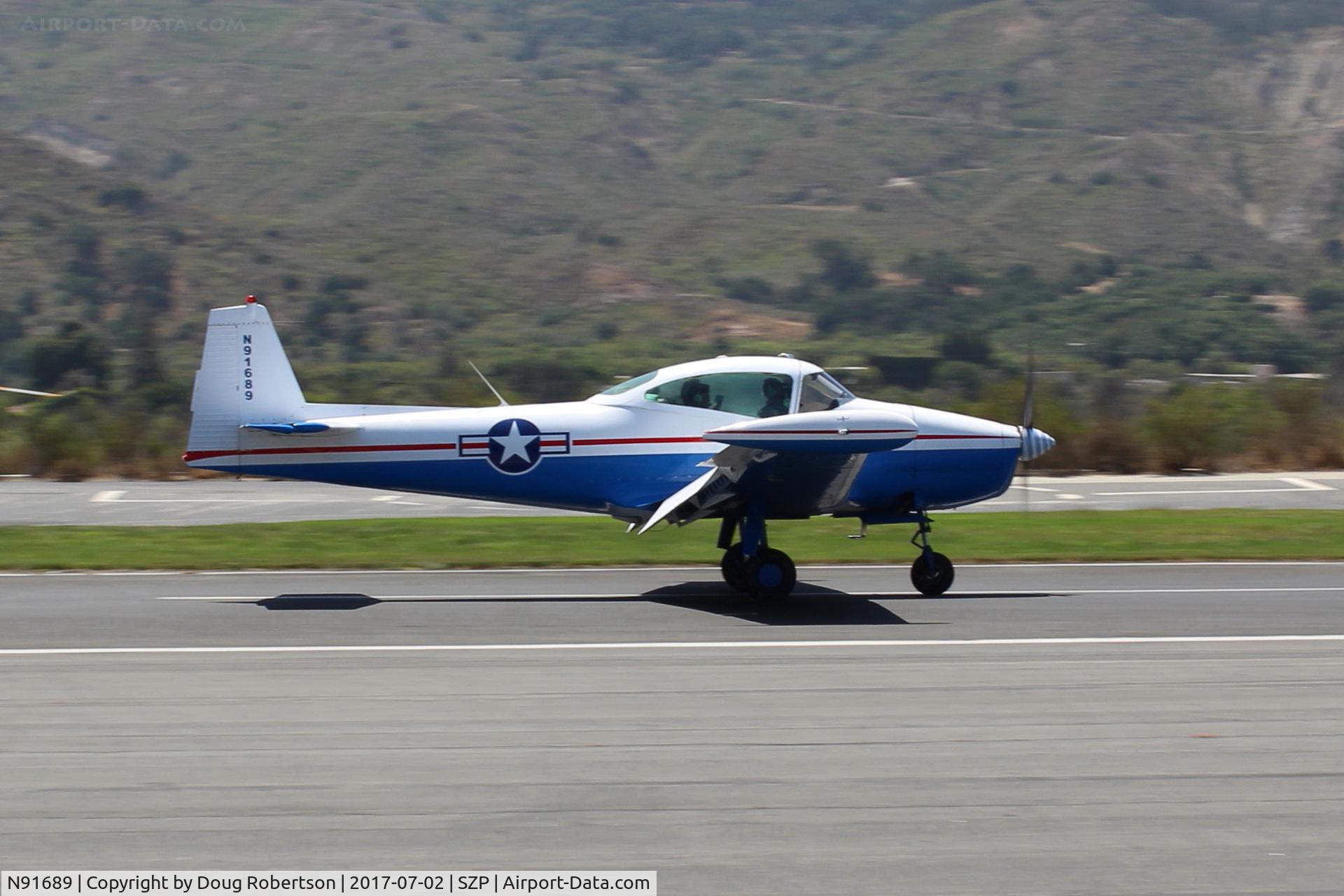 N91689, 1946 North American Navion (NA-145) C/N NAV-4-431, 1946 North American NAVION, Continental E225 upgrade, arrival landing roll Rwy 22