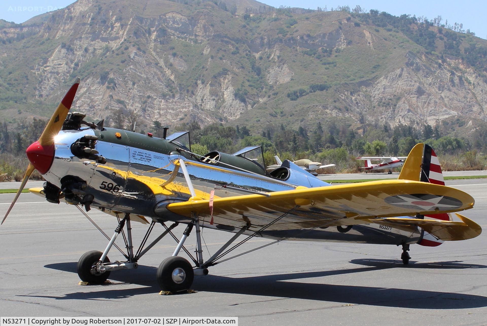 N53271, 1941 Ryan Aeronautical ST3KR C/N 1625, Ryan Aeronautical ST-3KR as PT-22, Kinner R5-540-1 160 Hp air-cooled 5 cylinder radial with the sweetest sounds
