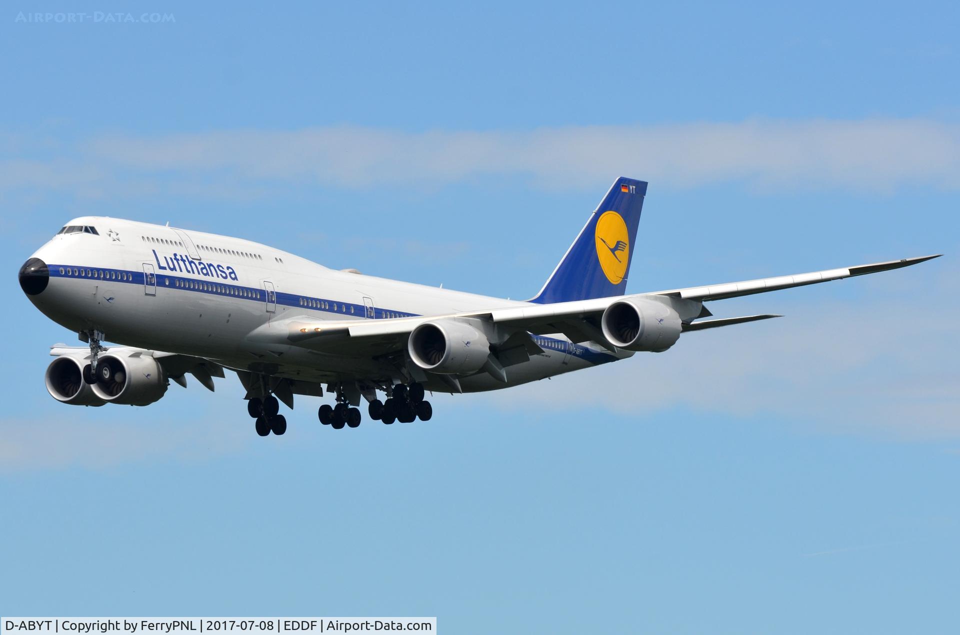 D-ABYT, 2015 Boeing 747-830 C/N 37844, Lufthansa B748 in 1980's livery.