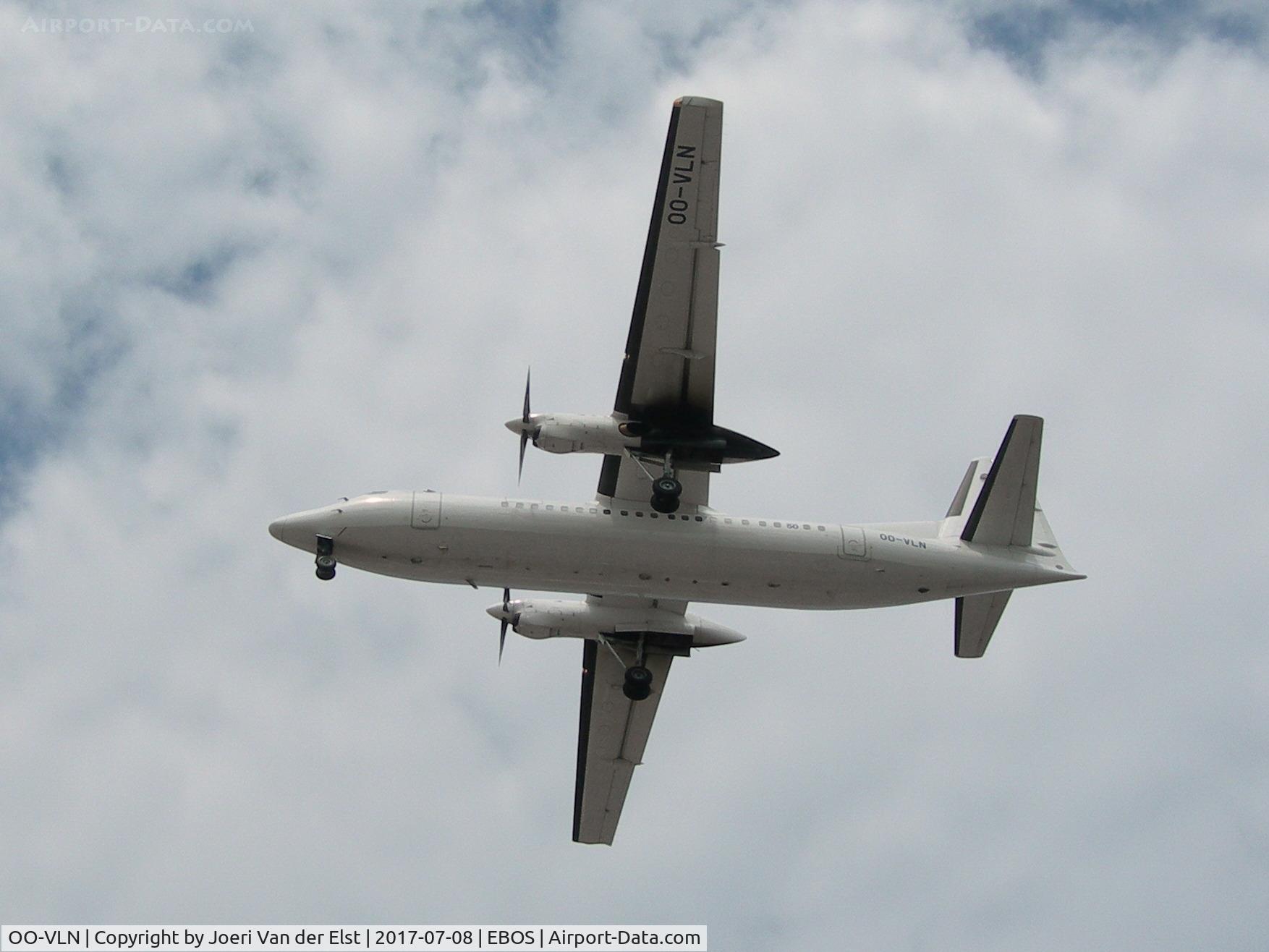 OO-VLN, 1989 Fokker 50 C/N 20145, Moments before touchdown rwy 26
