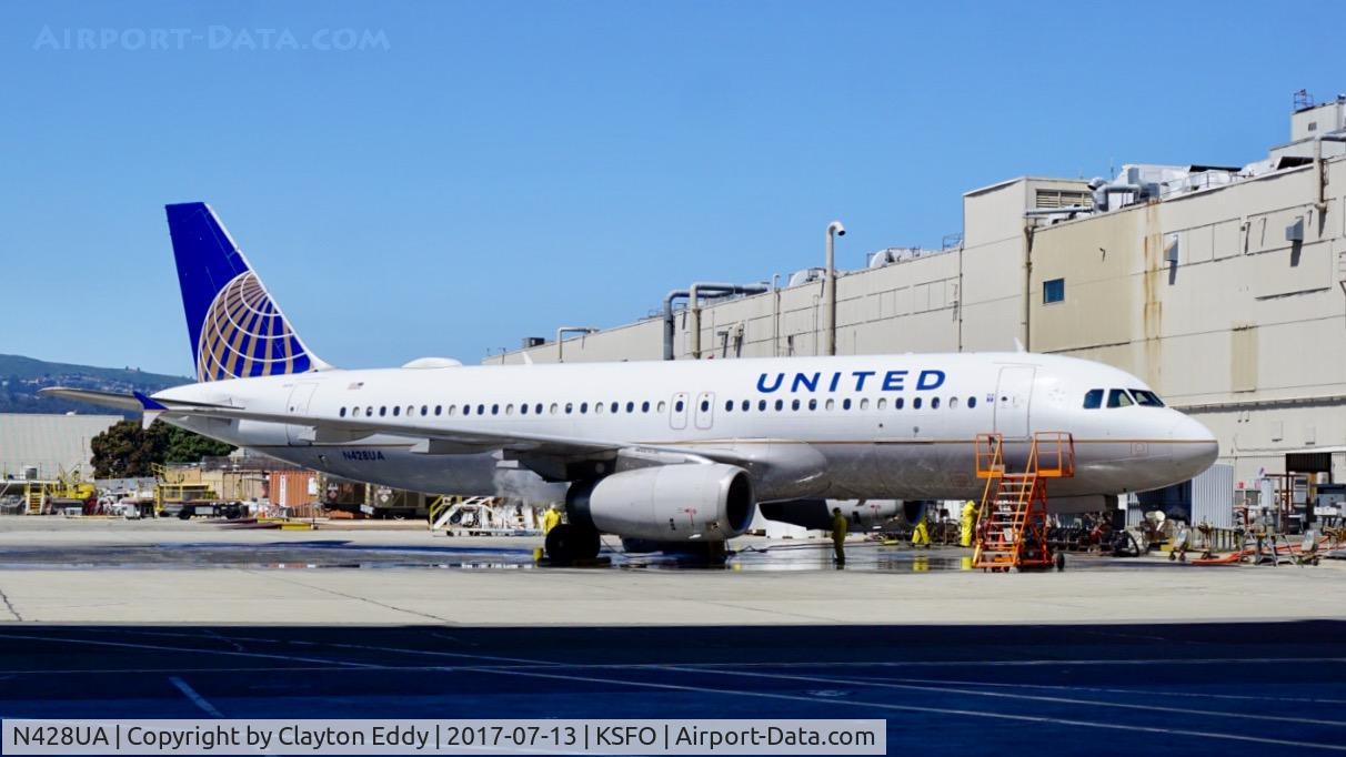 N428UA, 1995 Airbus A320-232 C/N 523, SFO 2017.