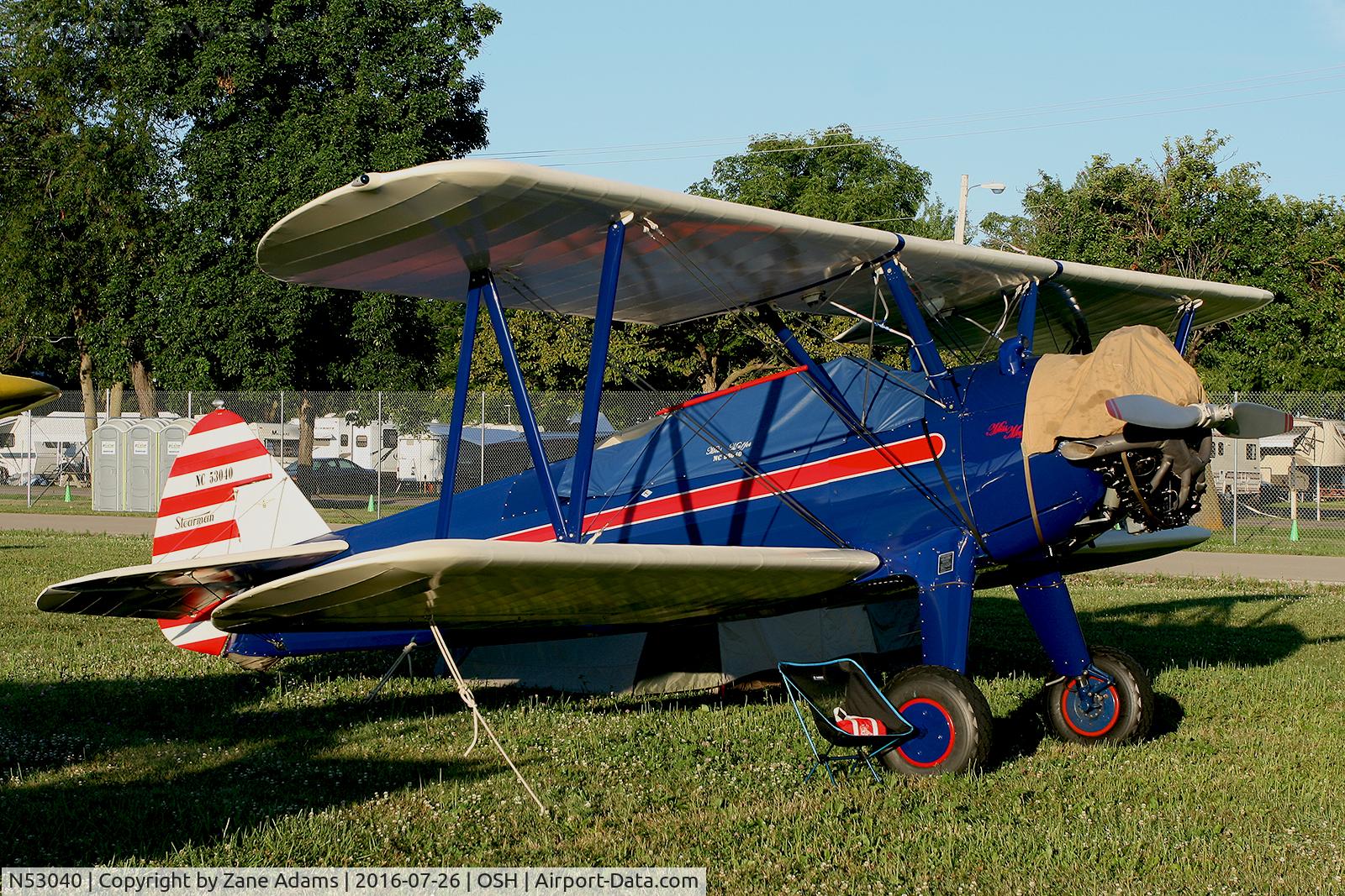N53040, 1941 Boeing A75N1(PT17) C/N 75-799, At the 2016 EAA AirVenture - Oshkosh, Wisconsin