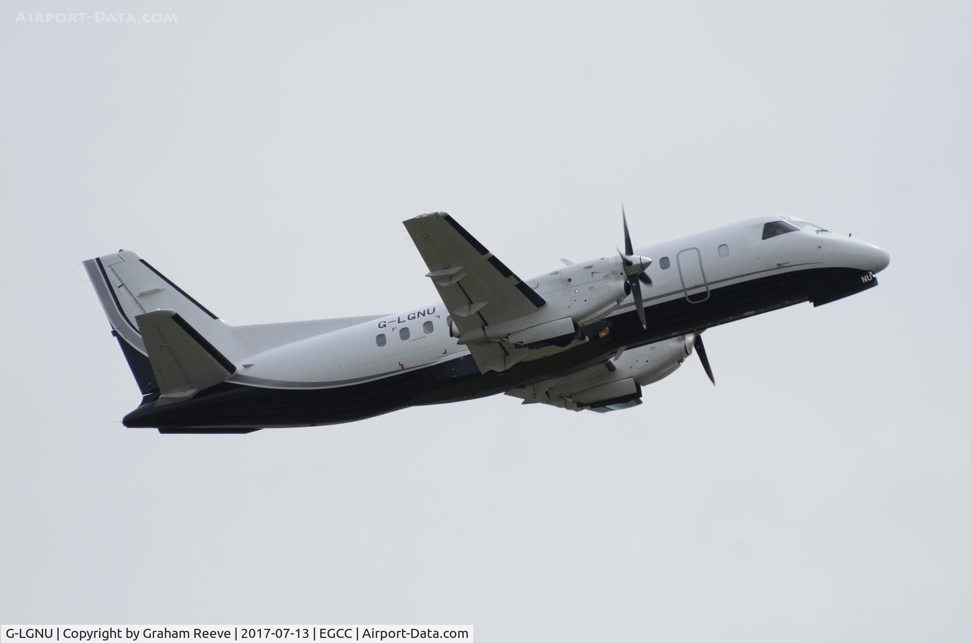 G-LGNU, 1991 Saab 340B C/N 340B-223, Departing from Manchester.
