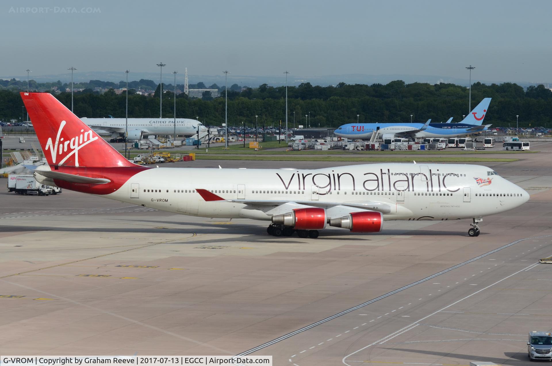 G-VROM, 2001 Boeing 747-443 C/N 32339, Just landed at Manchester.