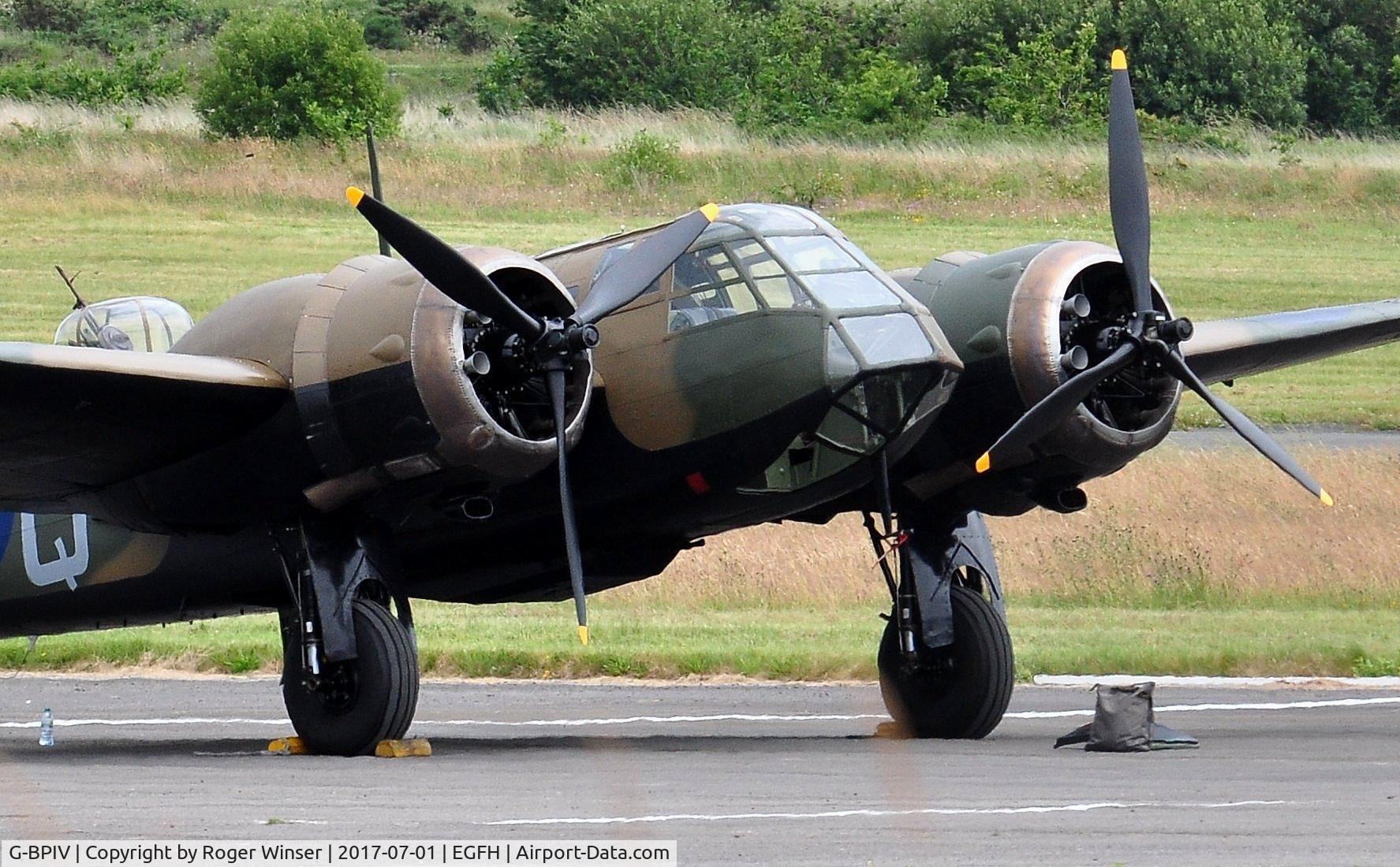 G-BPIV, 1943 Bristol 149 Bolingbroke Mk.IVT C/N 10201, Visiting Bristol Bolingbroke IVT in the camouflage and markings of  Bristol Blenheim IF aircraft L6739/YP-Q of 23 Squadron RAF.