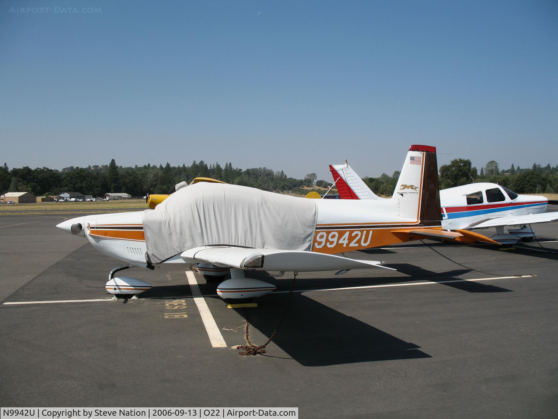 N9942U, 1977 Grumman American AA-5A Cheetah C/N AA5A0342, Locally-based 1977 Grumman American AA-5A Cheetah with cockpit cover @ Columbia, CA