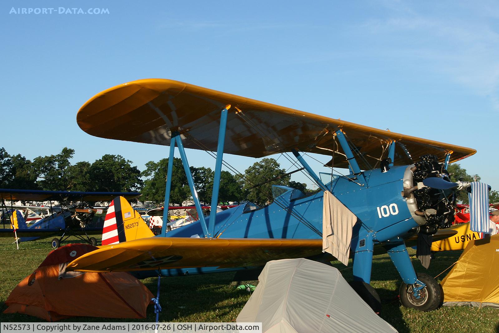 N52573, 1942 Boeing A75N1(PT17) C/N 75-2136, At the 2016 EAA AirVenture - Oshkosh, Wisconsin