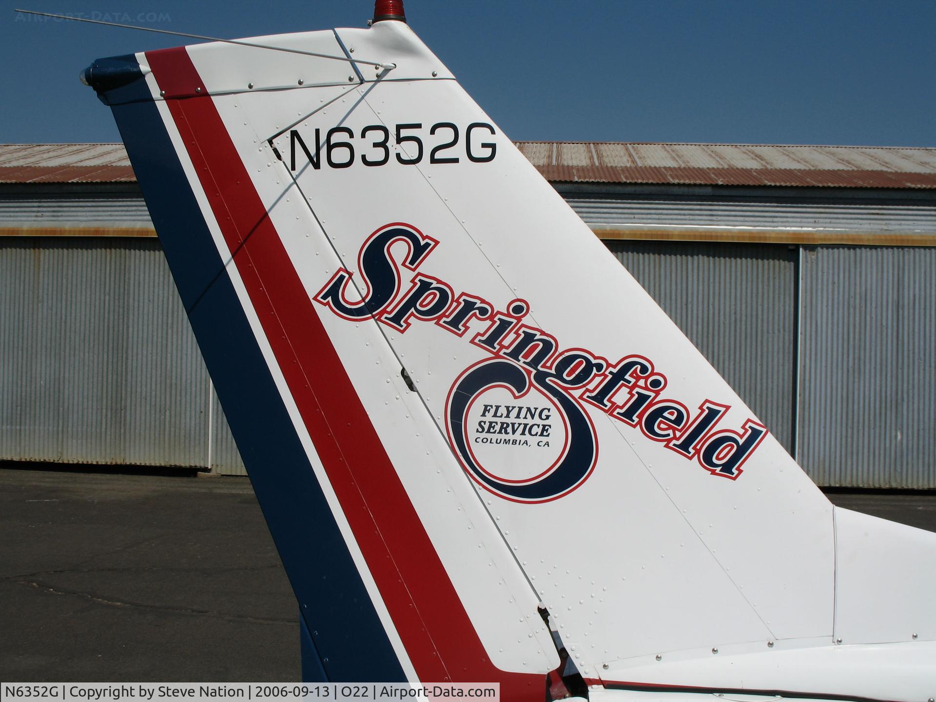 N6352G, 1970 Cessna 150K C/N 15071852, CLOSE-UP OF TAIL: Springfield Flying Service 1970 Cessna 150K @ Columbia, CA home base