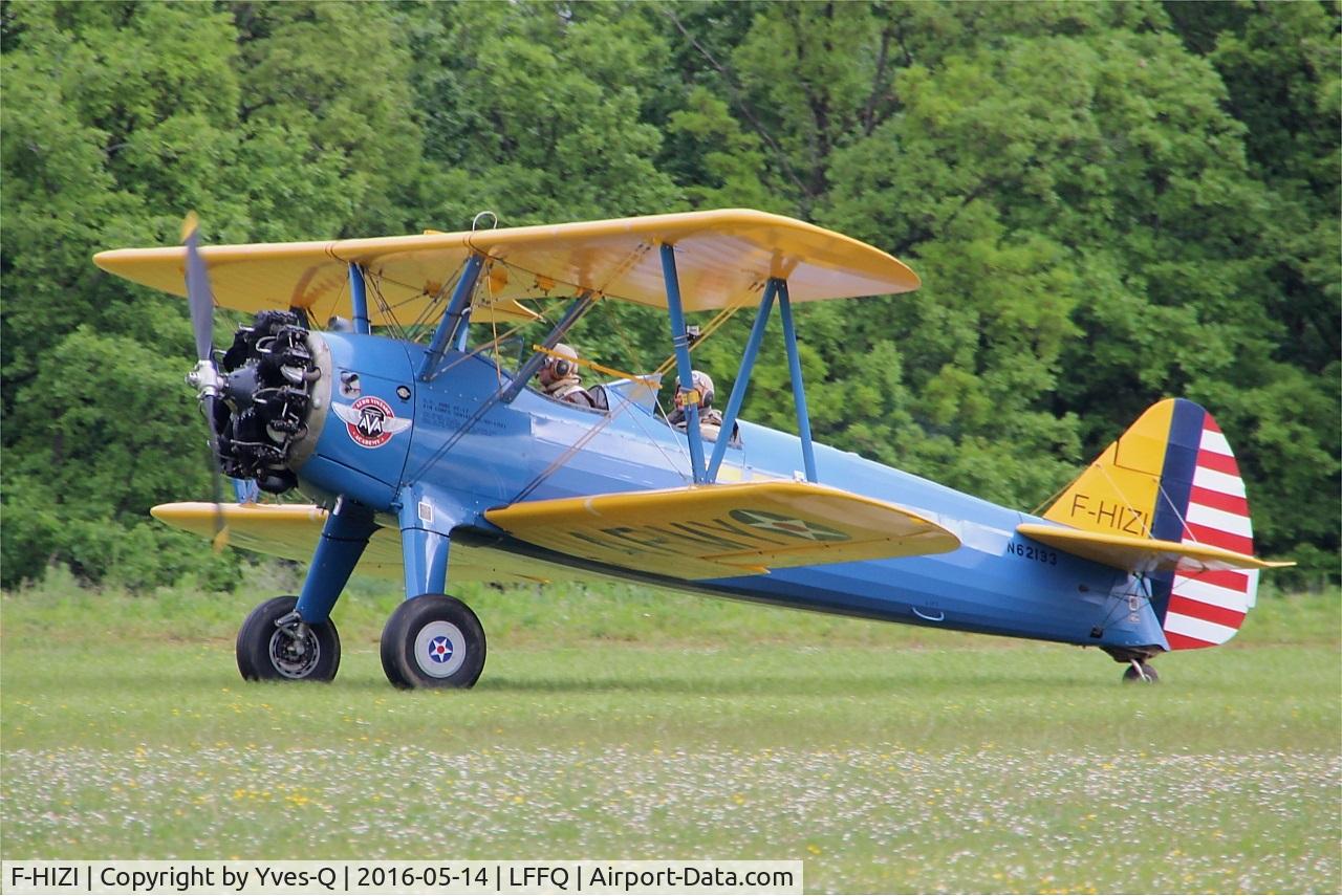 F-HIZI, 1940 Boeing A75N1 (PT-17) C/N 75-548, Boeing A75N1, Landing rwy 28, La Ferté-Alais Airfield (LFFQ) Air show 2016