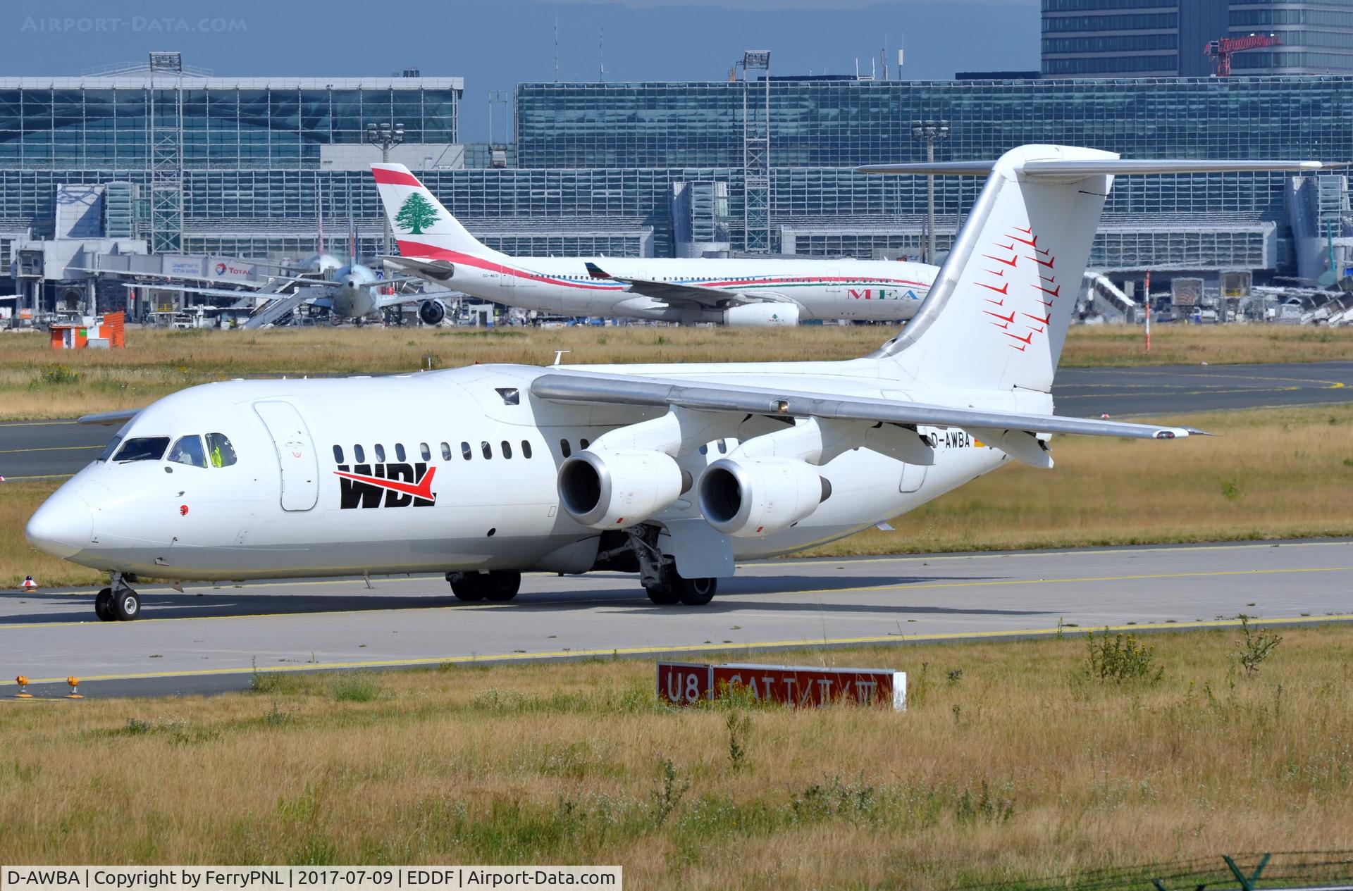 D-AWBA, 1989 British Aerospace BAe.146-300 C/N E3134, WDL BAe146 taxying past