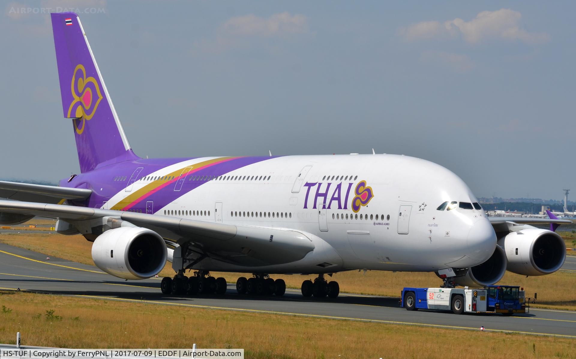 HS-TUF, 2013 Airbus A380-841 C/N 131, Thai A338 being towed to its gate.