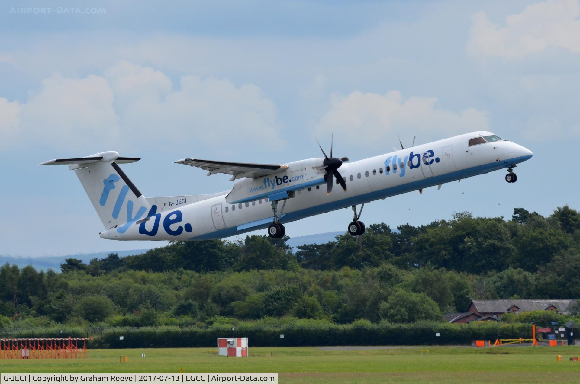 G-JECI, 2005 De Havilland Canada DHC-8-402Q Dash 8 C/N 4105, Departing from Manchester.