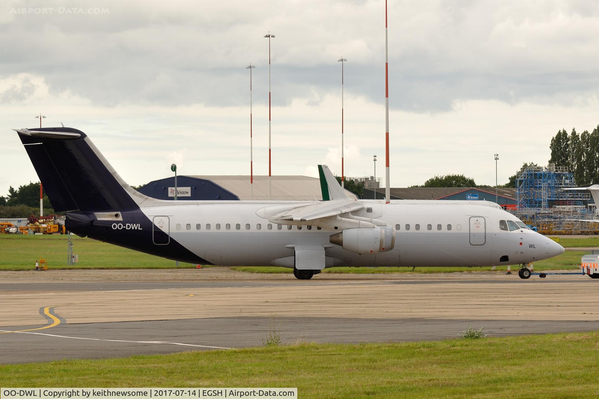 OO-DWL, 1999 British Aerospace Avro 146-RJ100 C/N E3361, Towed from storage to maintenance area.